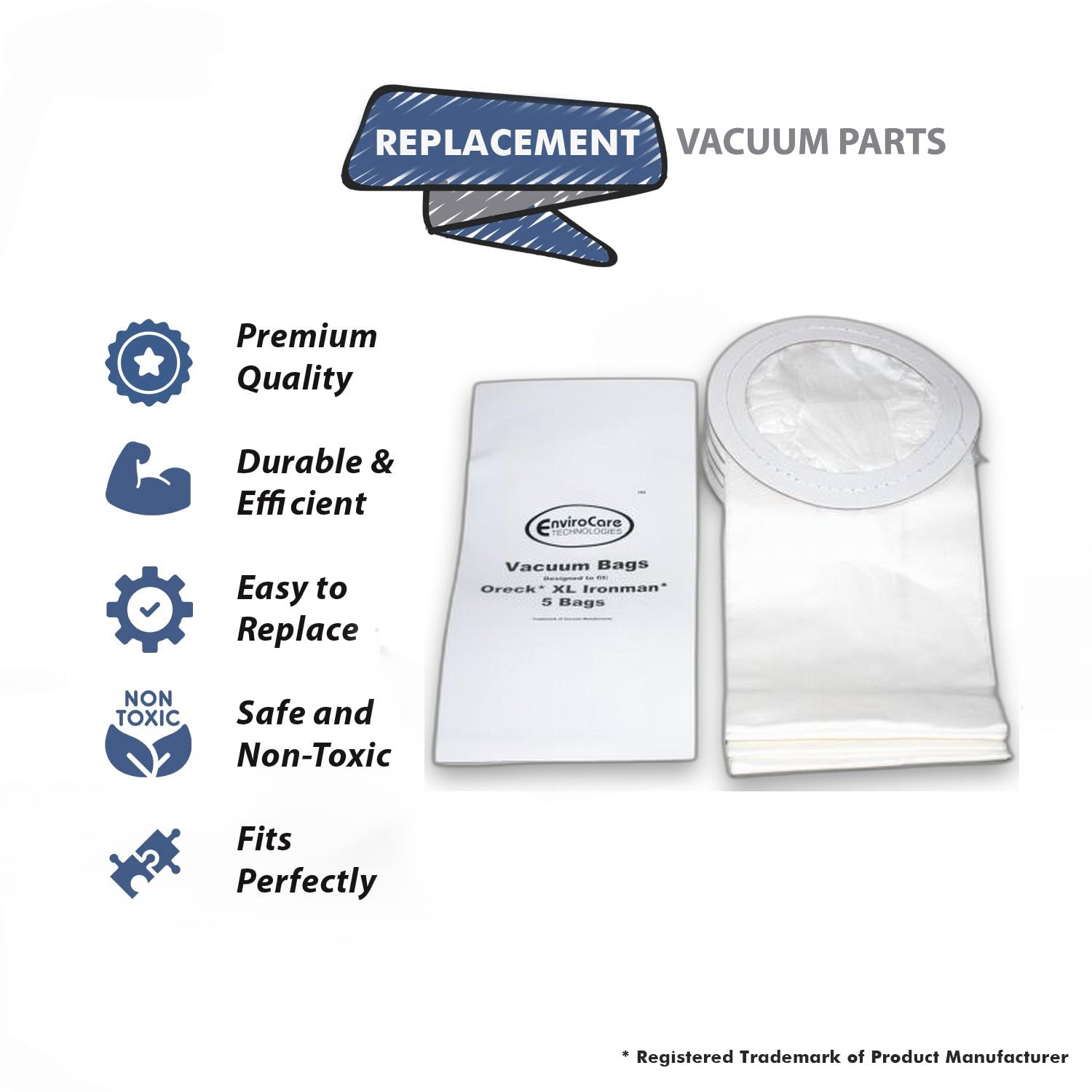 Topvacuumparts Replacement Part For Oreck XL Ironman Compact Canister Vacuum Cleaner Paper Bags 5Pk # Compare to Part PKIM76.5