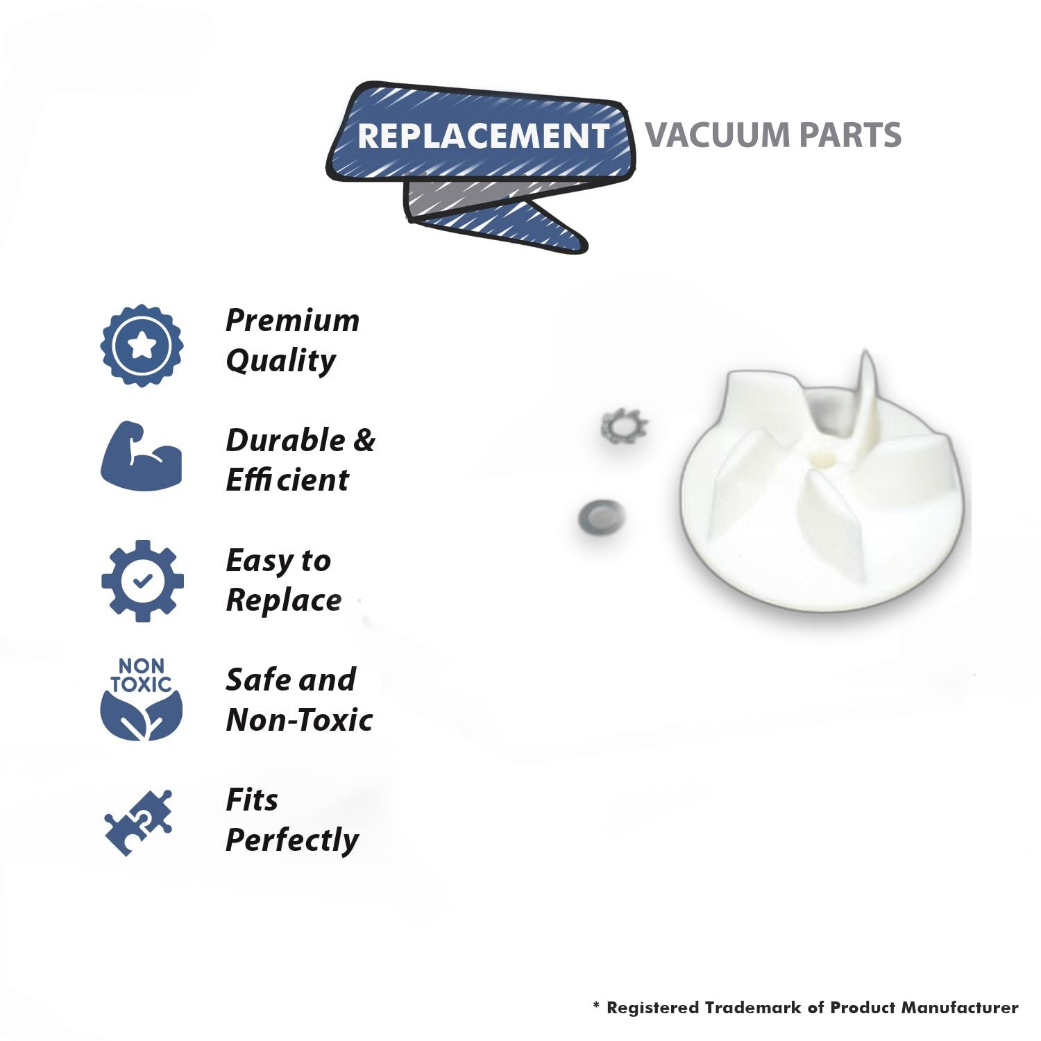 Topvacuumparts Replacement Part For Oreck 2000,3000 Series Upright Vacuum Claner Plastic Fan # compare to part 58-8617-01