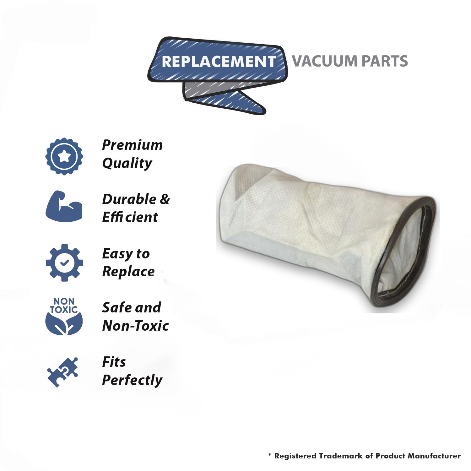Topvacuumparts Replacement Part For Oreck XLPRO-6 Vacuum Cleaner Cloth Bag # Compare To Part 59-2207-07