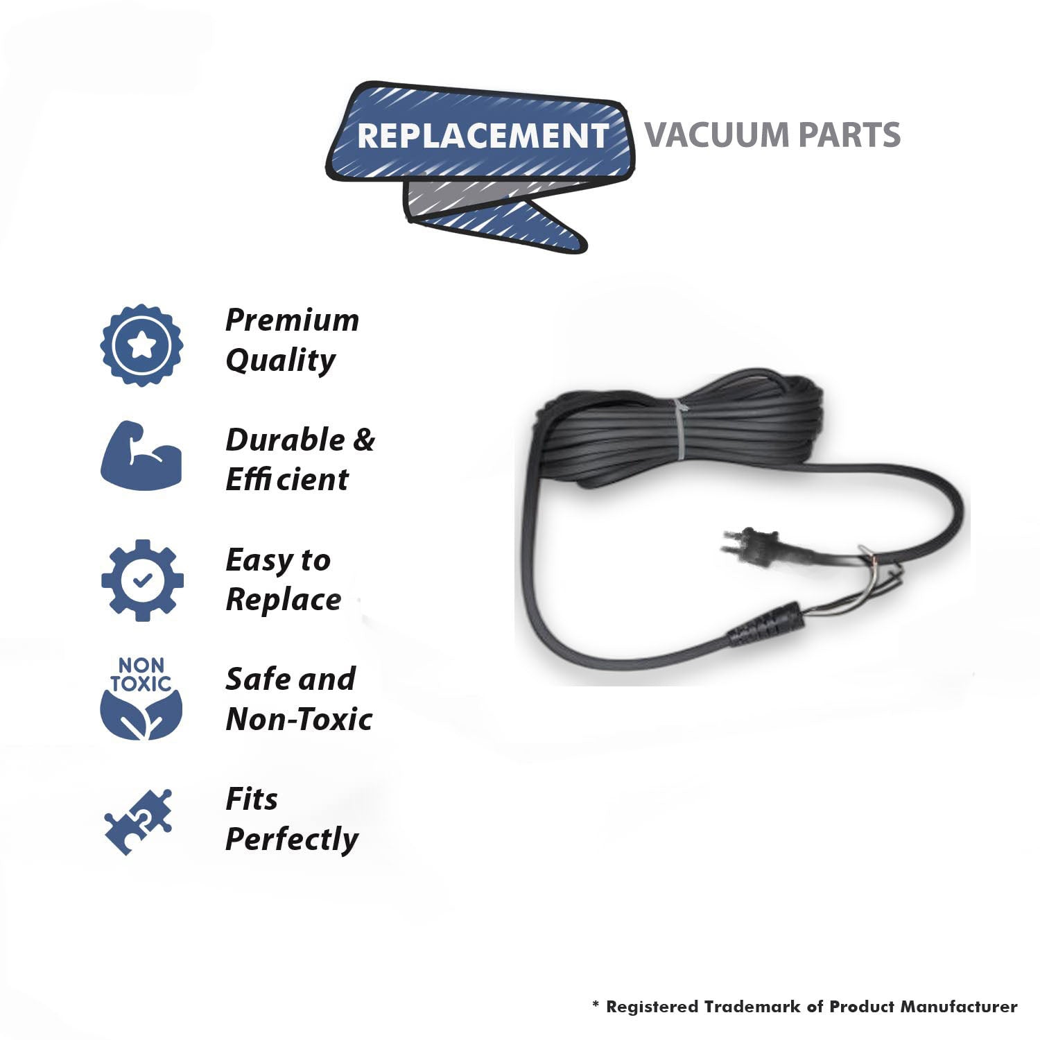 Topvacuumparts Replacement Part For Oreck U8200 Upright Vacuum Cleaner 2 Wire Cord # compare to part 75896-05-327