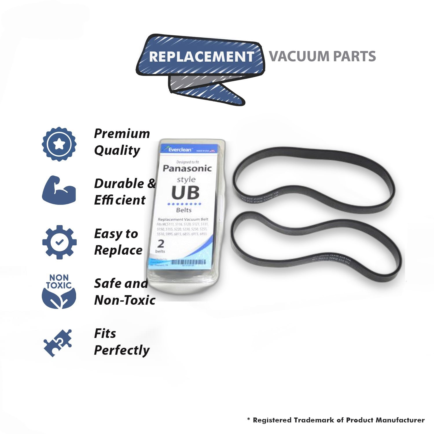 Topvacuumparts Replacement Part For Panasonic 5000 Series Vacuum Cleaner Two Belts
