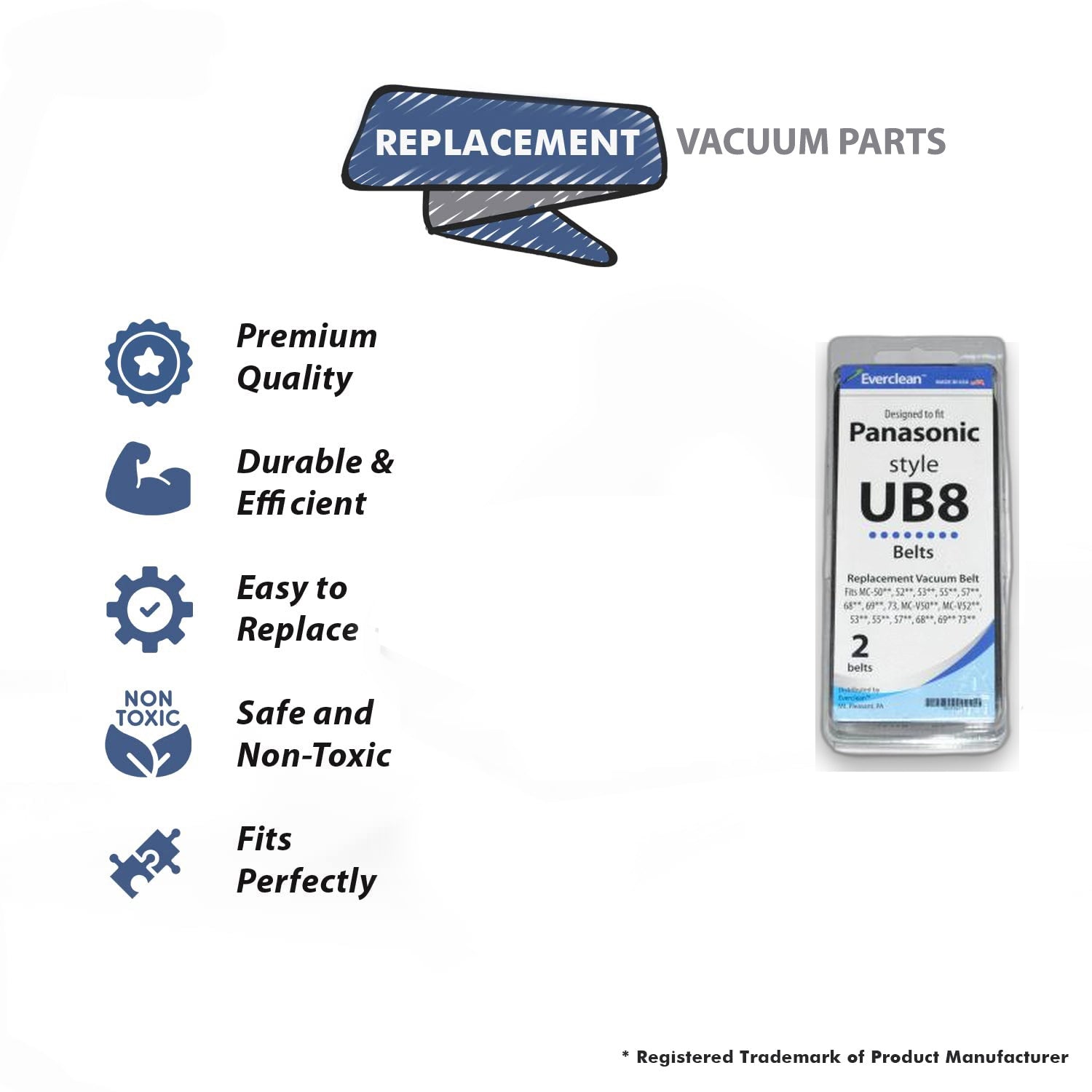Topvacuumparts Replacement Part for Panasonic Type UB8 Belt for Upright Vacuum Replace with Part MC-V270B # Compare to Part 60-3114-04