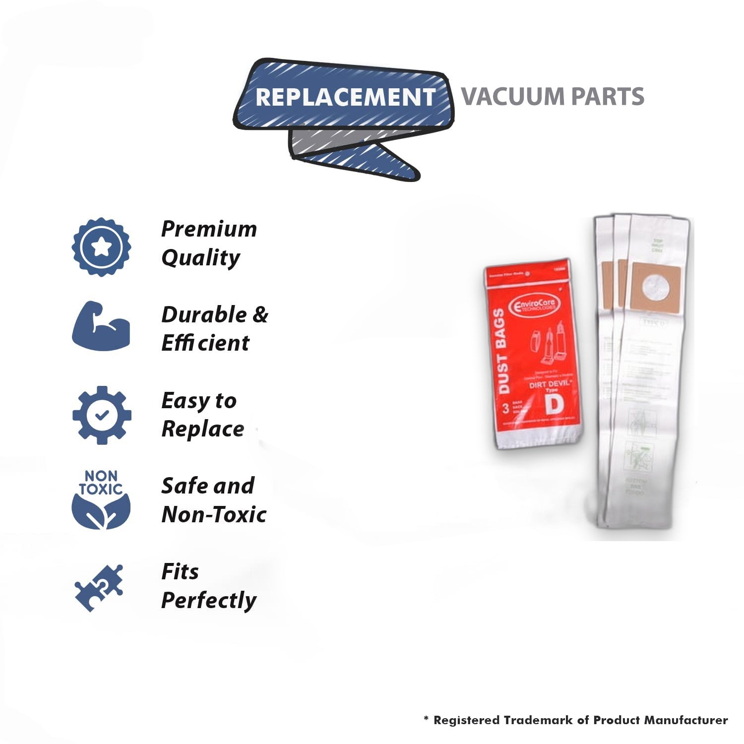 Topvacuumparts Replacement Part For Dirt Devil Vacuum Cleaner Paper Bags 3pk # compare to part 3670147001