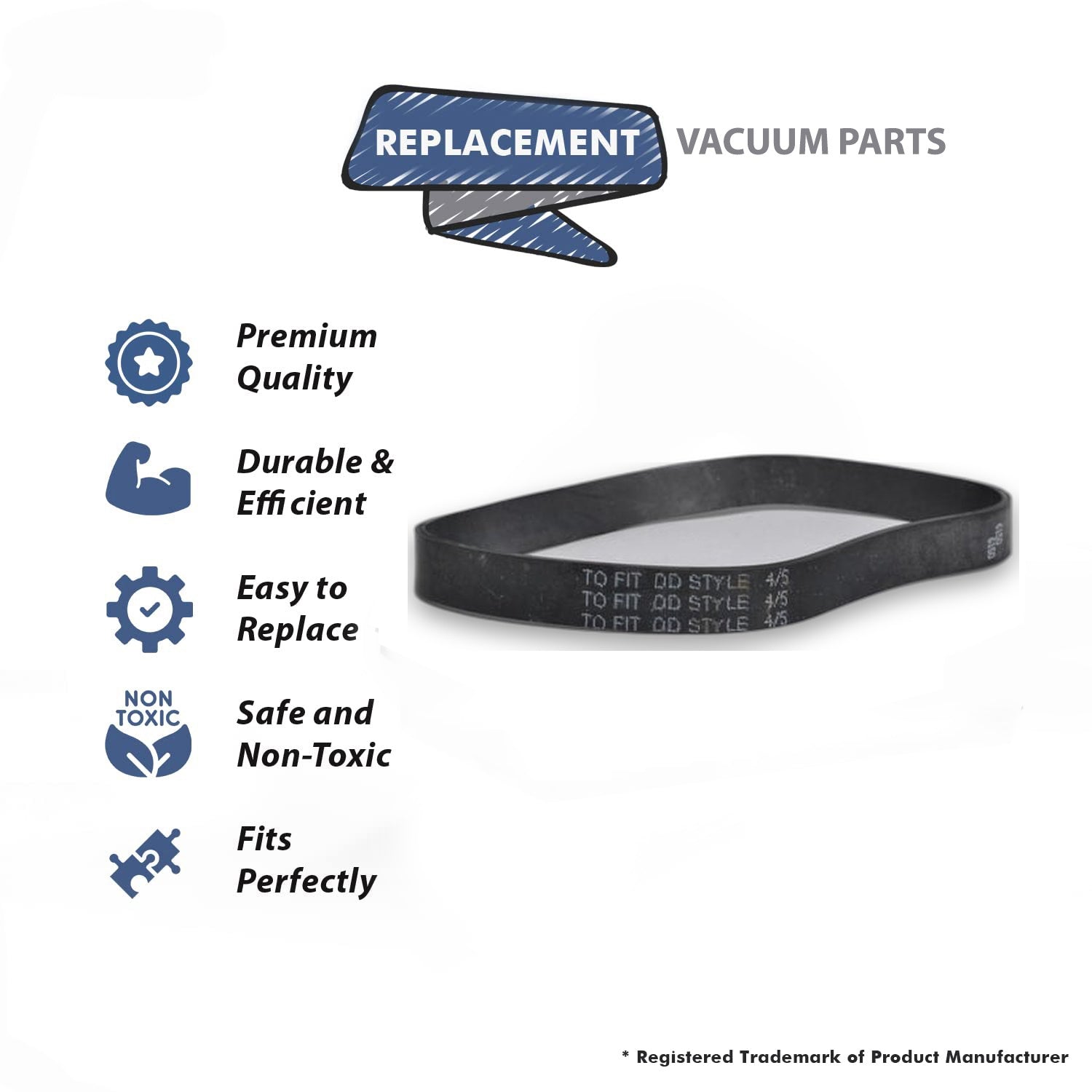 Topvacuumparts Replacement Part For Dirt Devil Style 4/5, 7200 Vacuum Cleaner Flat Belt 2 PK # compare to part 1720410001