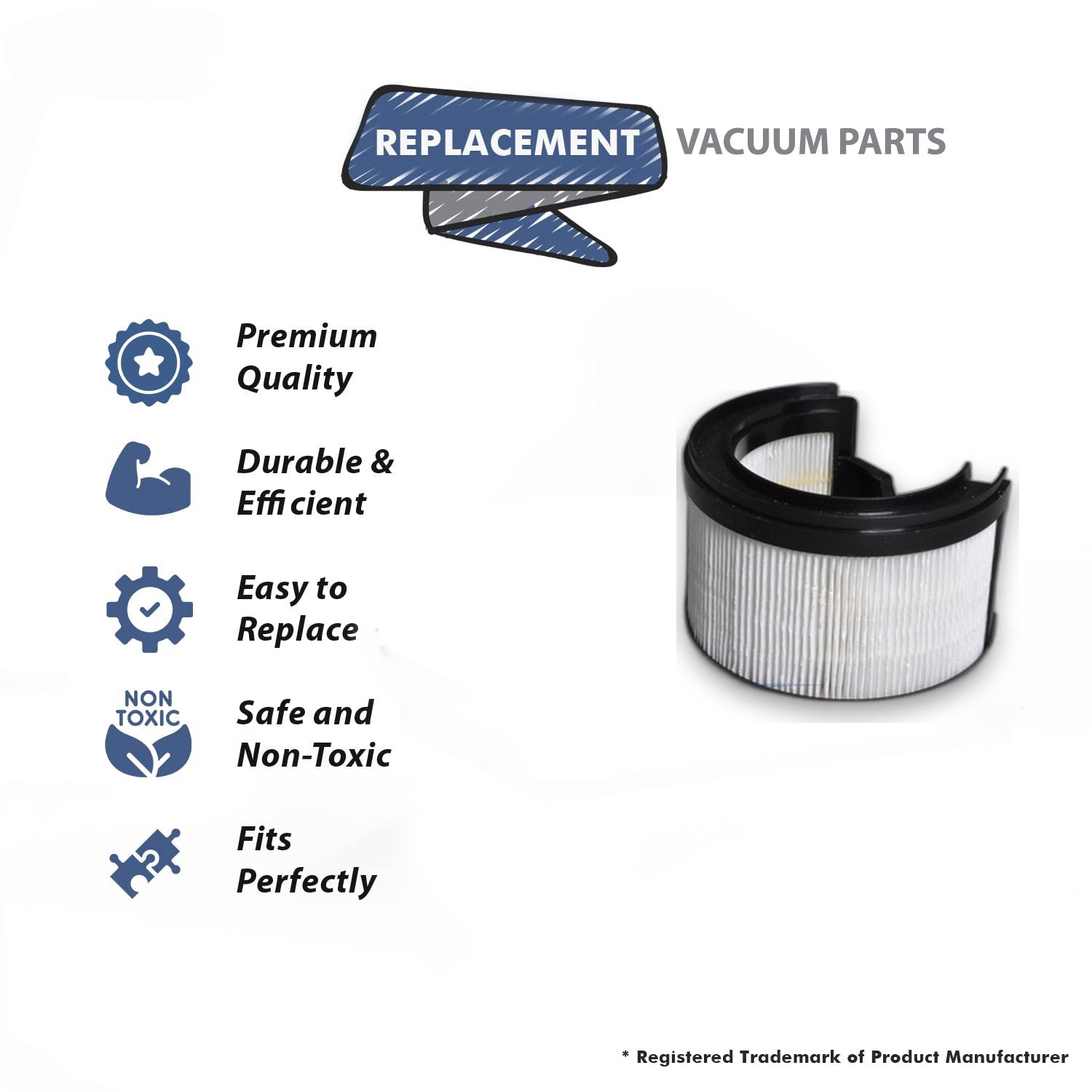 Topvacuumparts Replacement Part For Royal Dirt Devil Vision Platinum Vacuum Hepa Filter # compare to part 2860057600