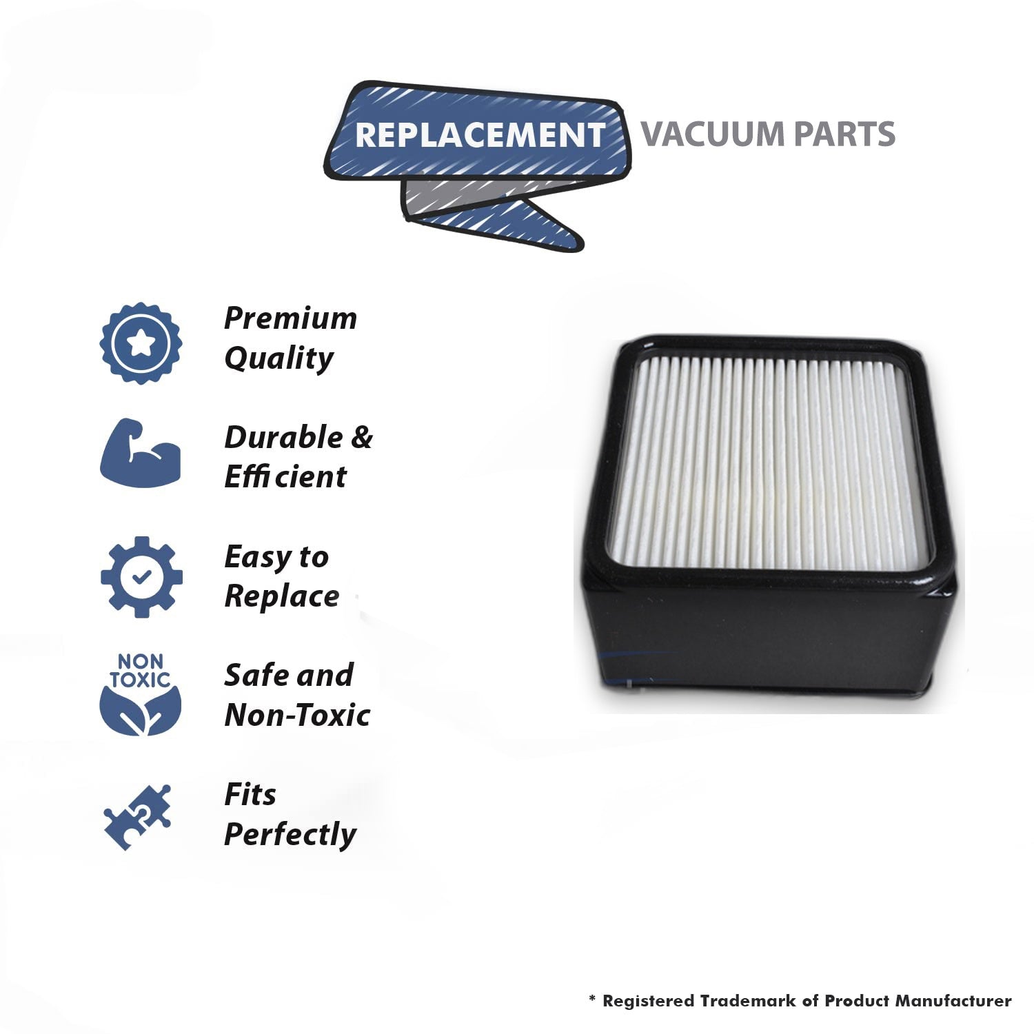Topvacuumparts Replacement Part For Dirt Devil, RO-04008, Style F51, Upright Vacuum Cleaner Hepa Filter # compare to part 304008002