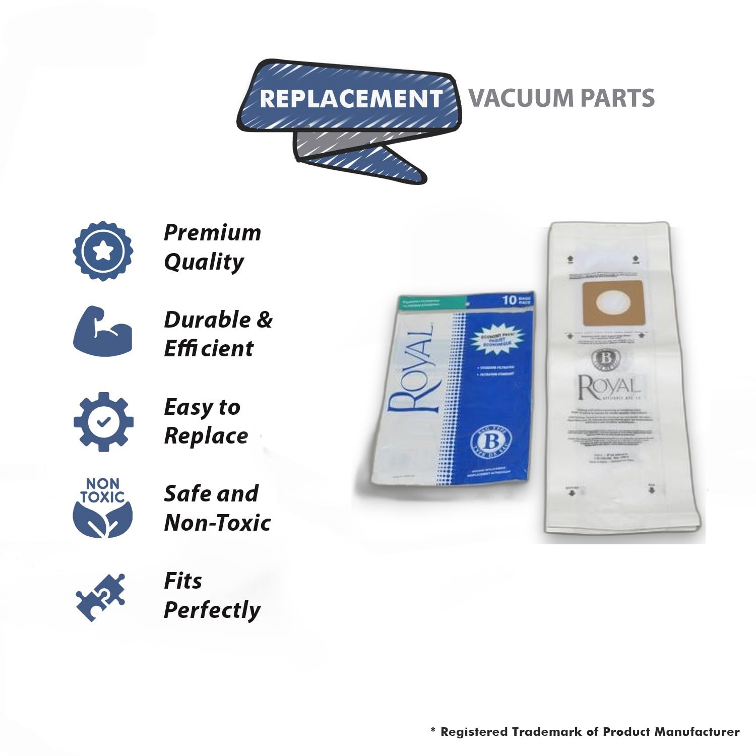 Topvacuumparts Type B Bags (10pk) replace 2066247001. Fits Dirt Devil 2075RH, 4008, 7730, 9961, 089000, 97001, RY6400, RY6500 & RY8500 series models.