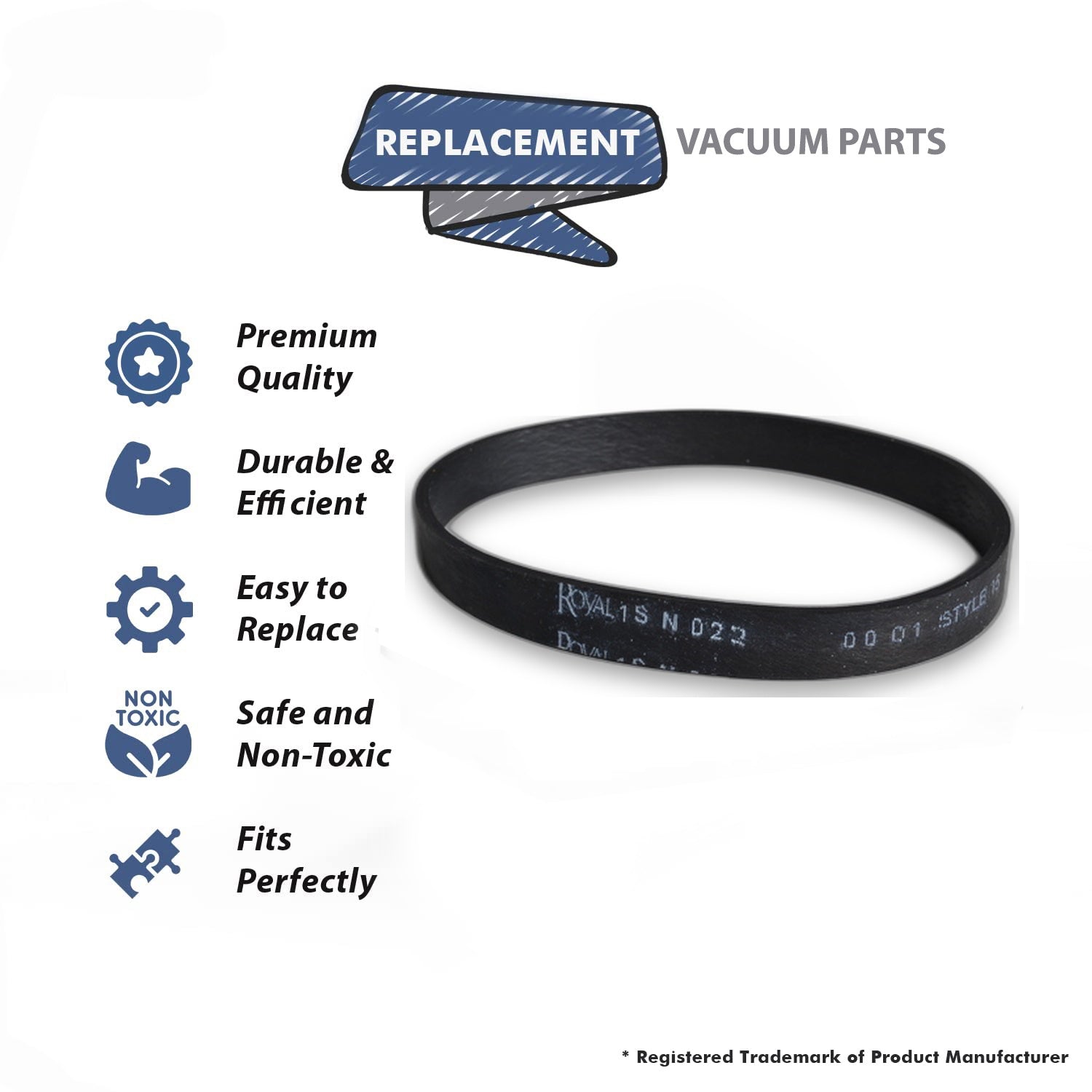 Topvacuumparts Replacement Part for Royal Style 15 Vacuum Cleaner Belts Dynamite Extreme & Vibe Quick Vac [4 Belt] # Compare to Part 1SN0220001