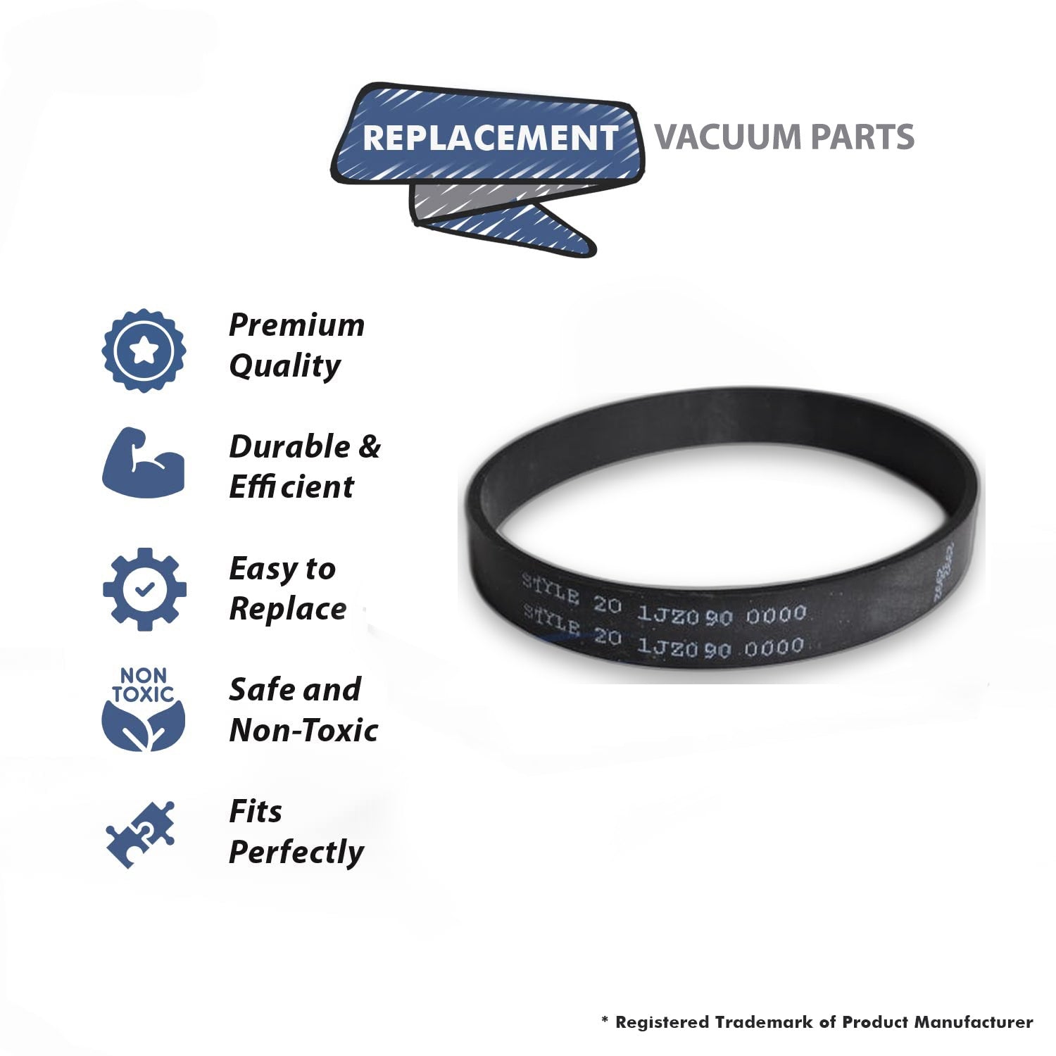 Topvacuumparts Replacement Part For Dirt Devil Vacuum Belt for Fit Style 20, M12000, UH70055# compare to part 1JZ0900000