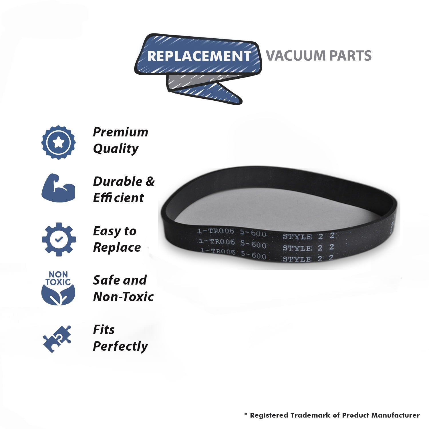 Topvacuumparts Replacement Part for Dirt Devil 14000 Purpose for Pets Upright, Style 22 Vacuum Flat Belts (2PK) # Compare to Part 1TR0065600