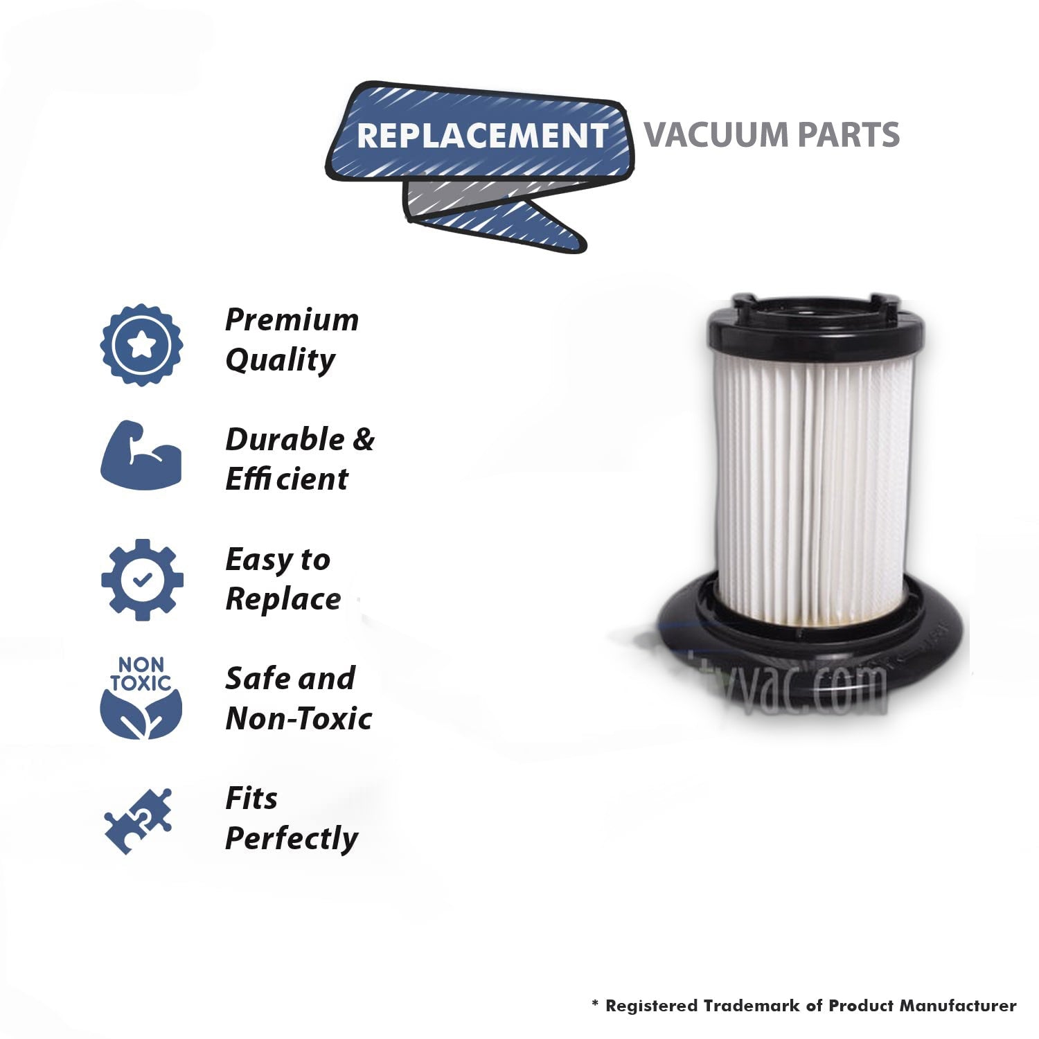 Topvacuumparts Replacement Part For Dirt Devil Style F48, Quick Power Vacuum Cleaner Primary Filter # compare to part 304023001