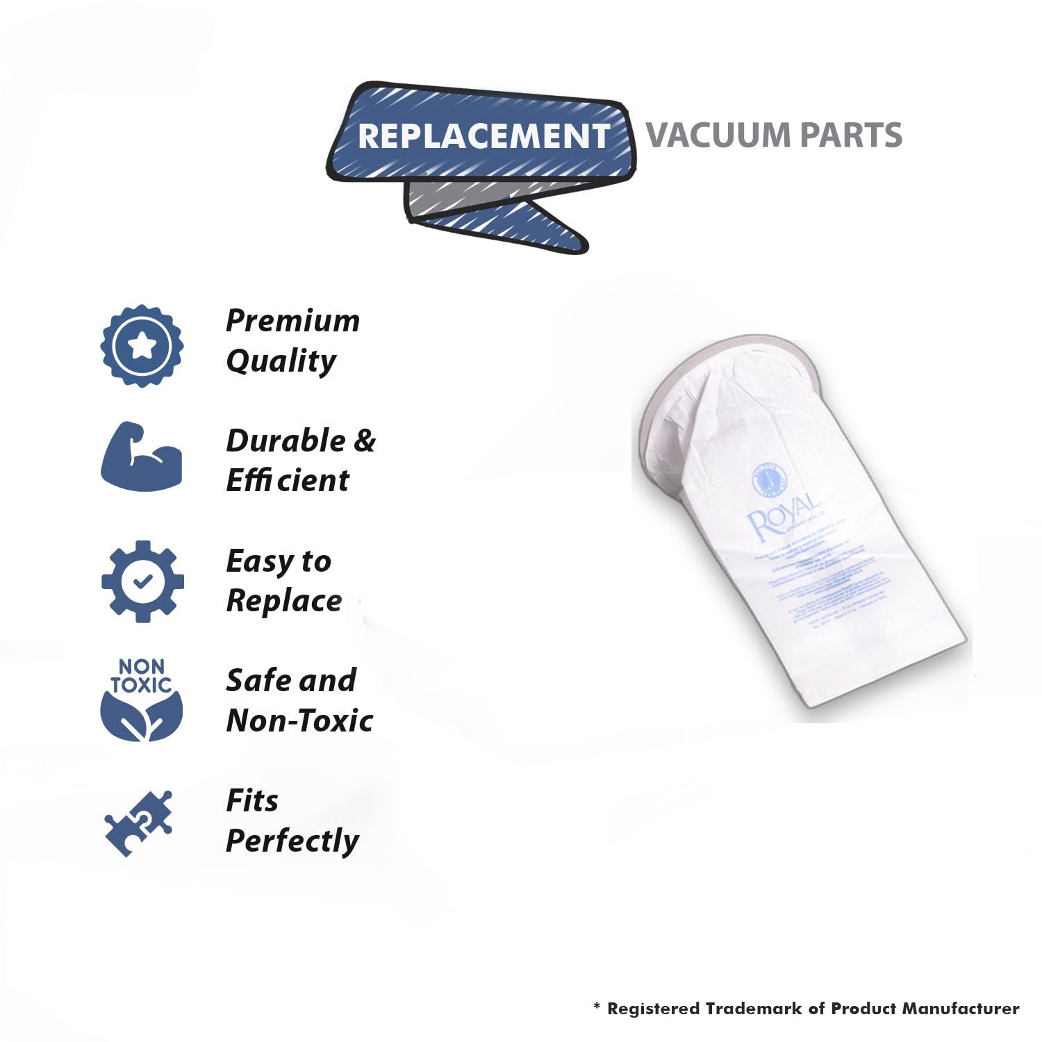 Topvacuumparts Replacement Part For Royal Type J Vacuum Cleaner Bulk Tank Paper Bag 3pk # compare to part 1401403001