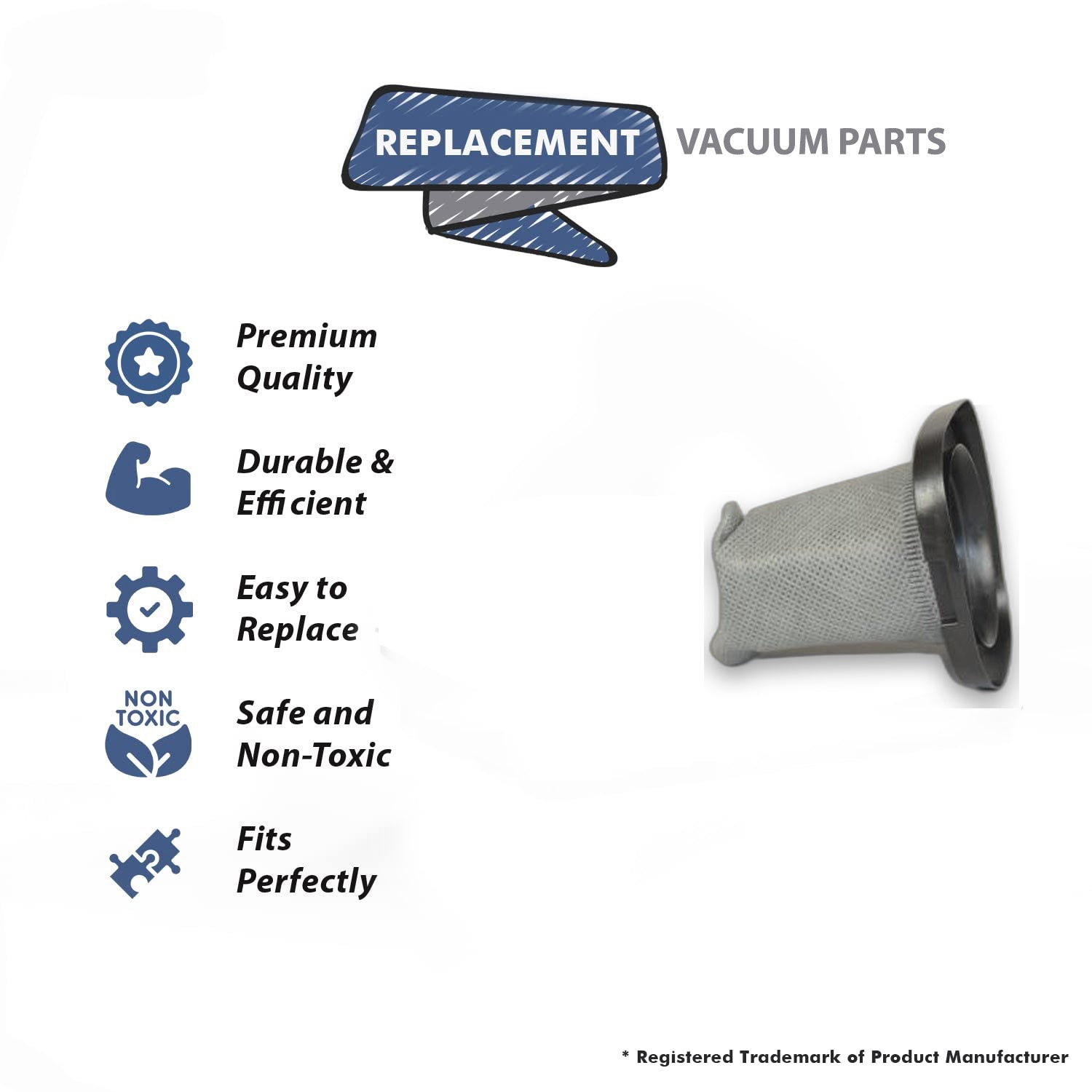 Topvacuumparts Replacement Part for Dirt Devil Vacuum Cleaner F25 Swift Stick Filter # compare to part F634