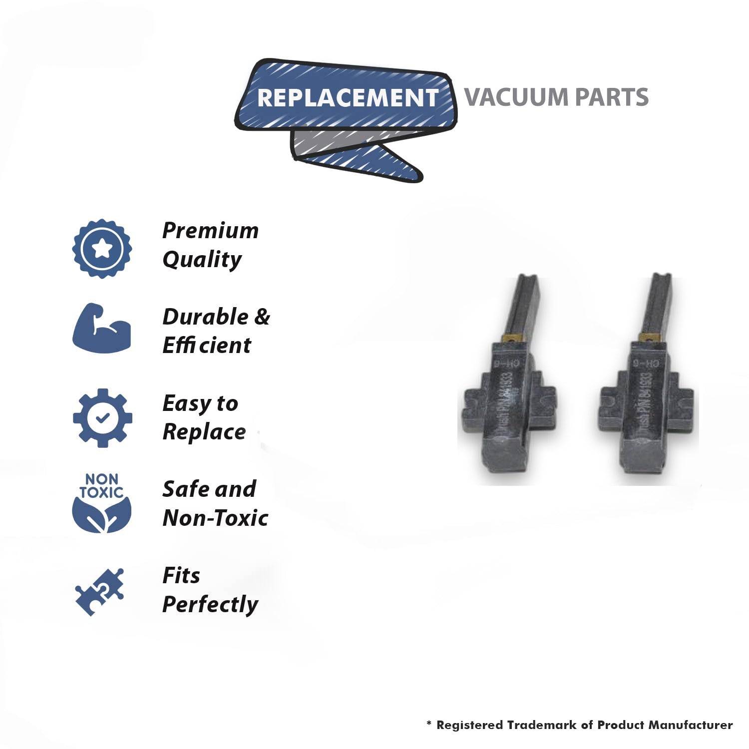 Topvacuumparts Replacement Part for Proteam PRO6, PB10 Vacuum Cleaner Lamb Wolong Motor Carbon Brush 2Pk # Compare to Part 841933