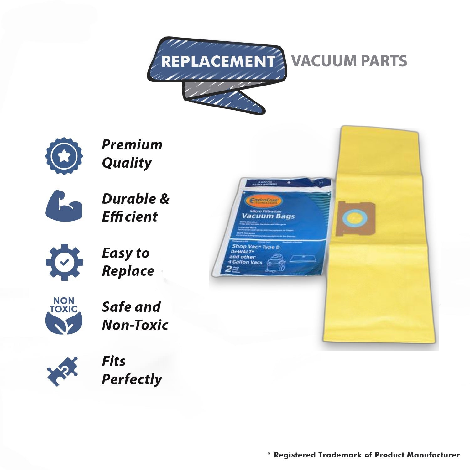 Topvacuumparts Replacement Part For Shop Vac 88-2404-03 Vacuum Cleaner 4 Gal Micro Filtration Paper Bags 2PK