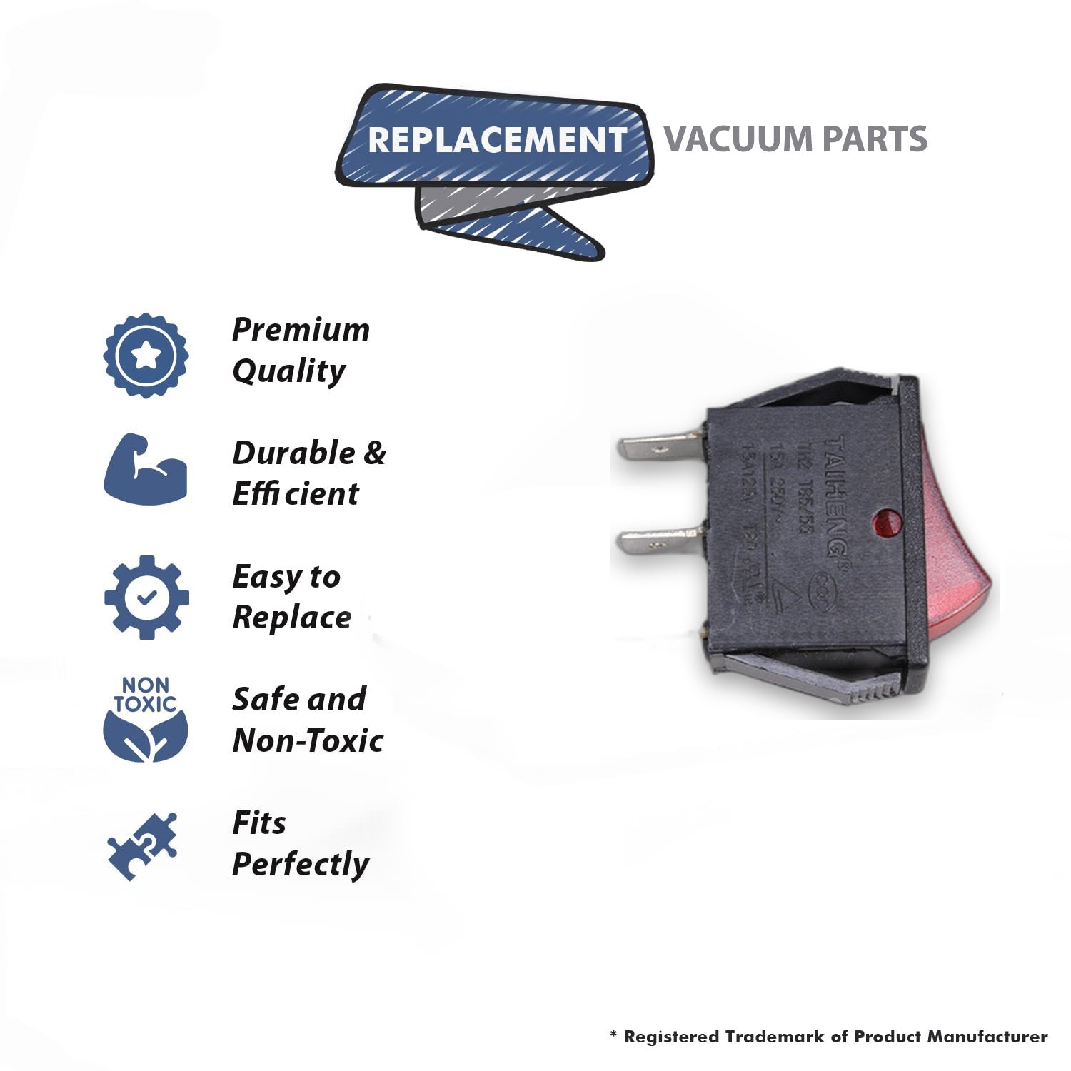 Topvacuumparts Replacement Part For Heat Smart Replecement for Heater All Models Vacuum Cleaner Red Power Switch # compare to part SSF105