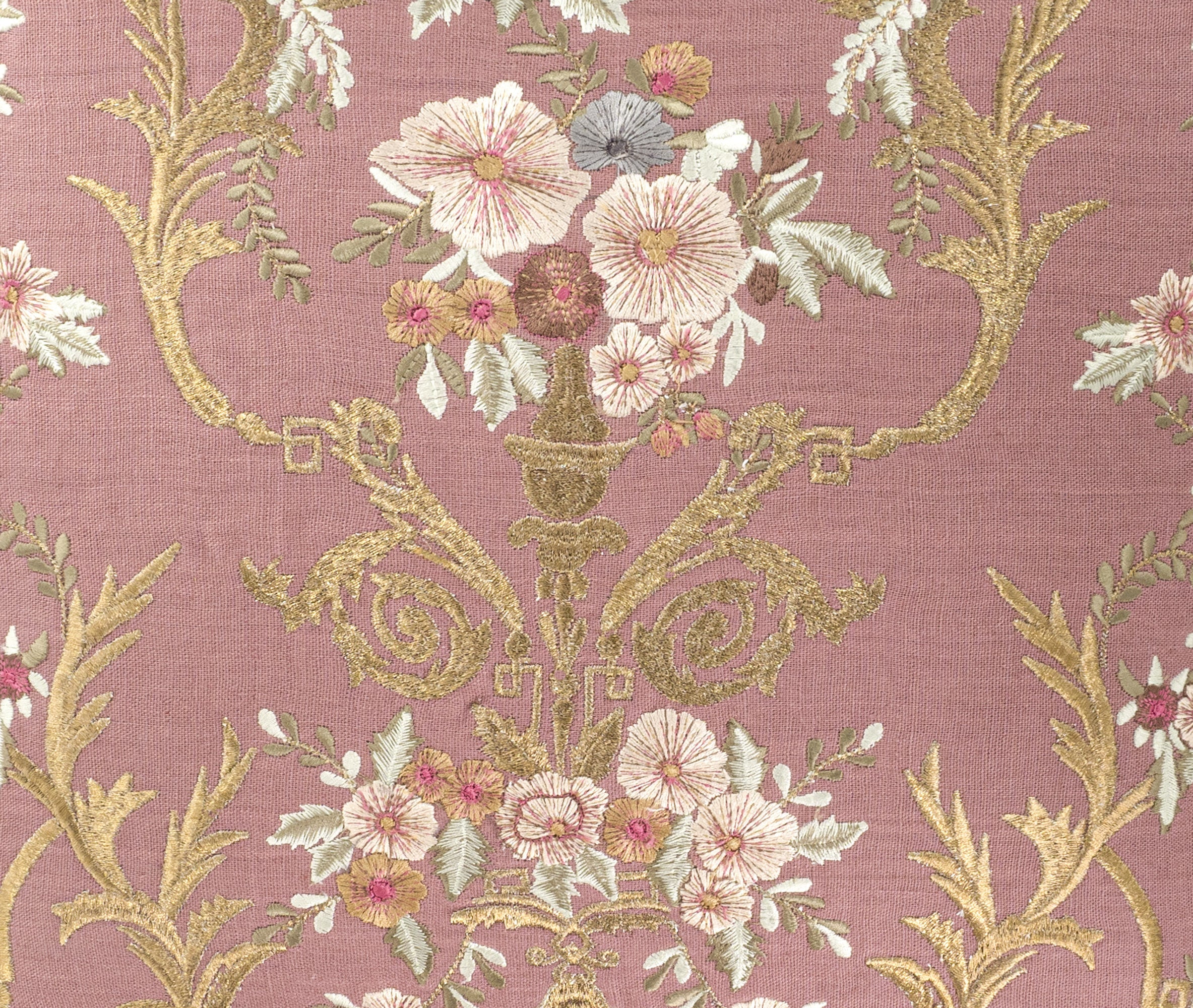 Fontainebleau Embroidered Linen Throw Pillow Cover, 18 x 18