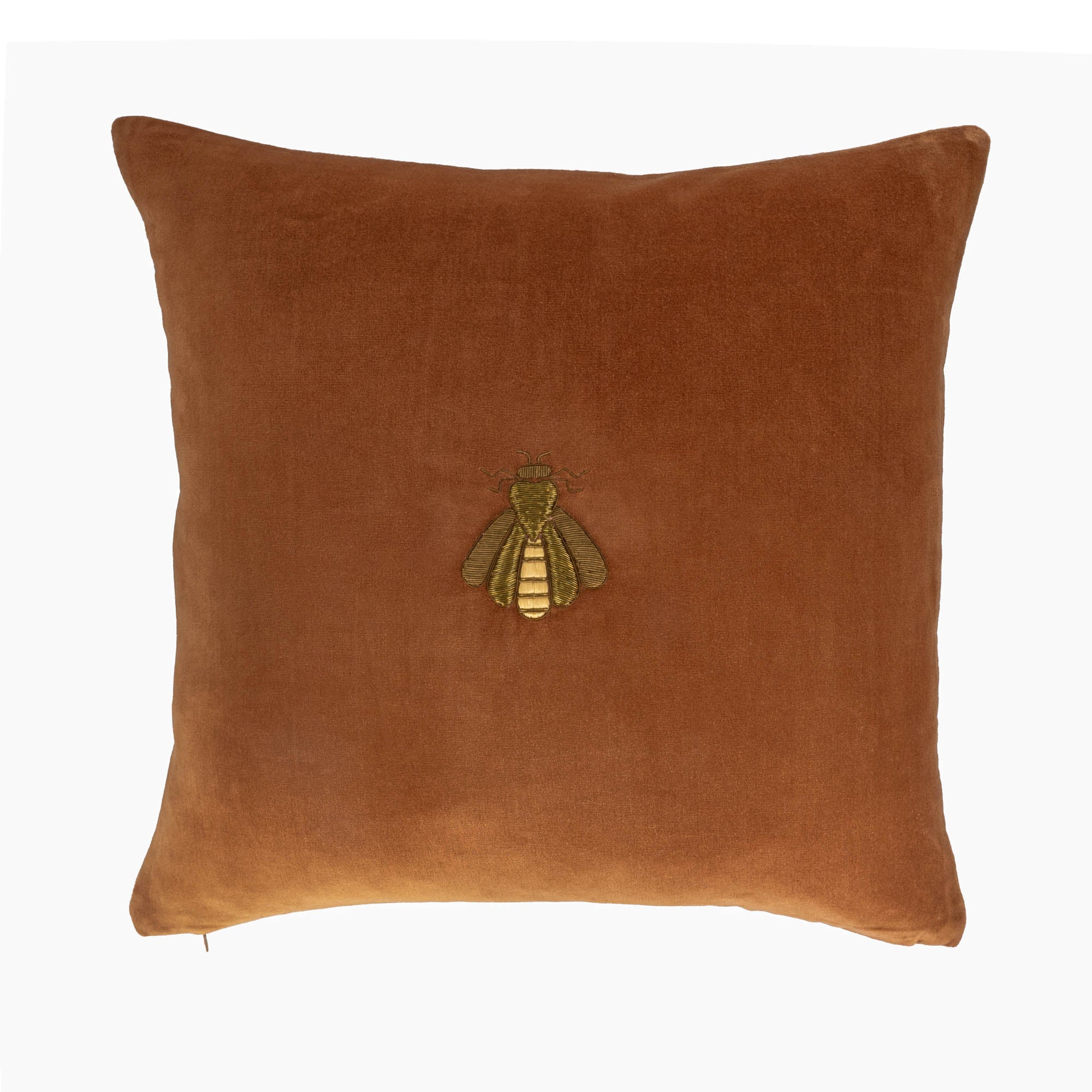 Golden Bee Silk Velvet Throw Pillow Cover, 20 x 20