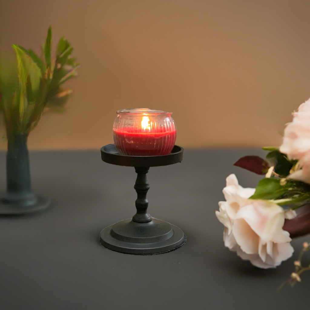 Vibhsa Pillar Candle Holder - Matte Black (4.5