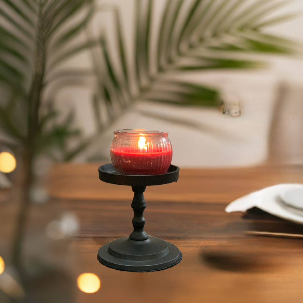 Vibhsa Pillar Candle Holder - Matte Black (4.5