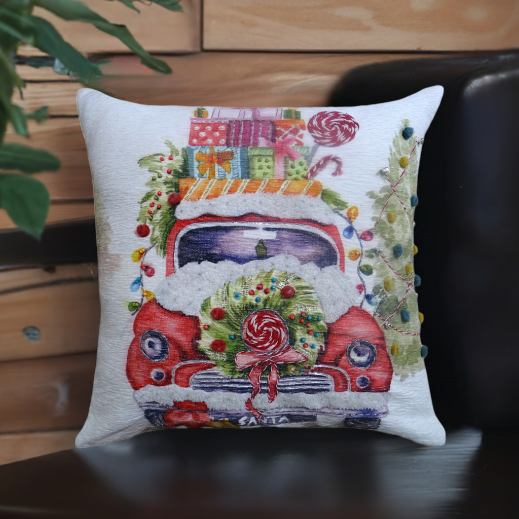 Christmas Embroidered Throw Pillow 20