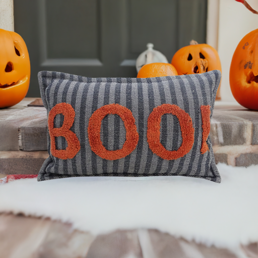 Halloween Throw Pillow Texted BOO! 14