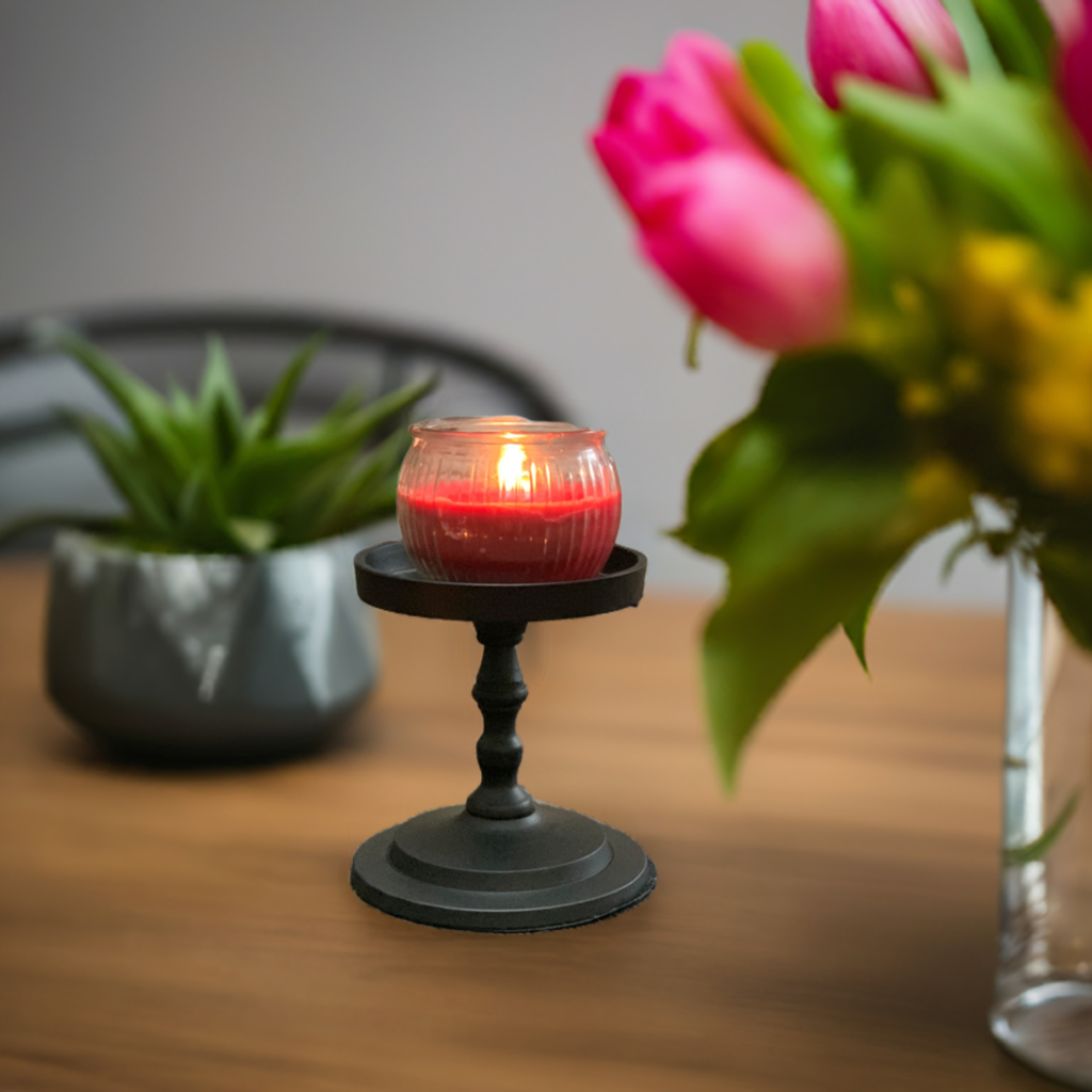Vibhsa Pillar Candle Holder - Matte Black (4.5