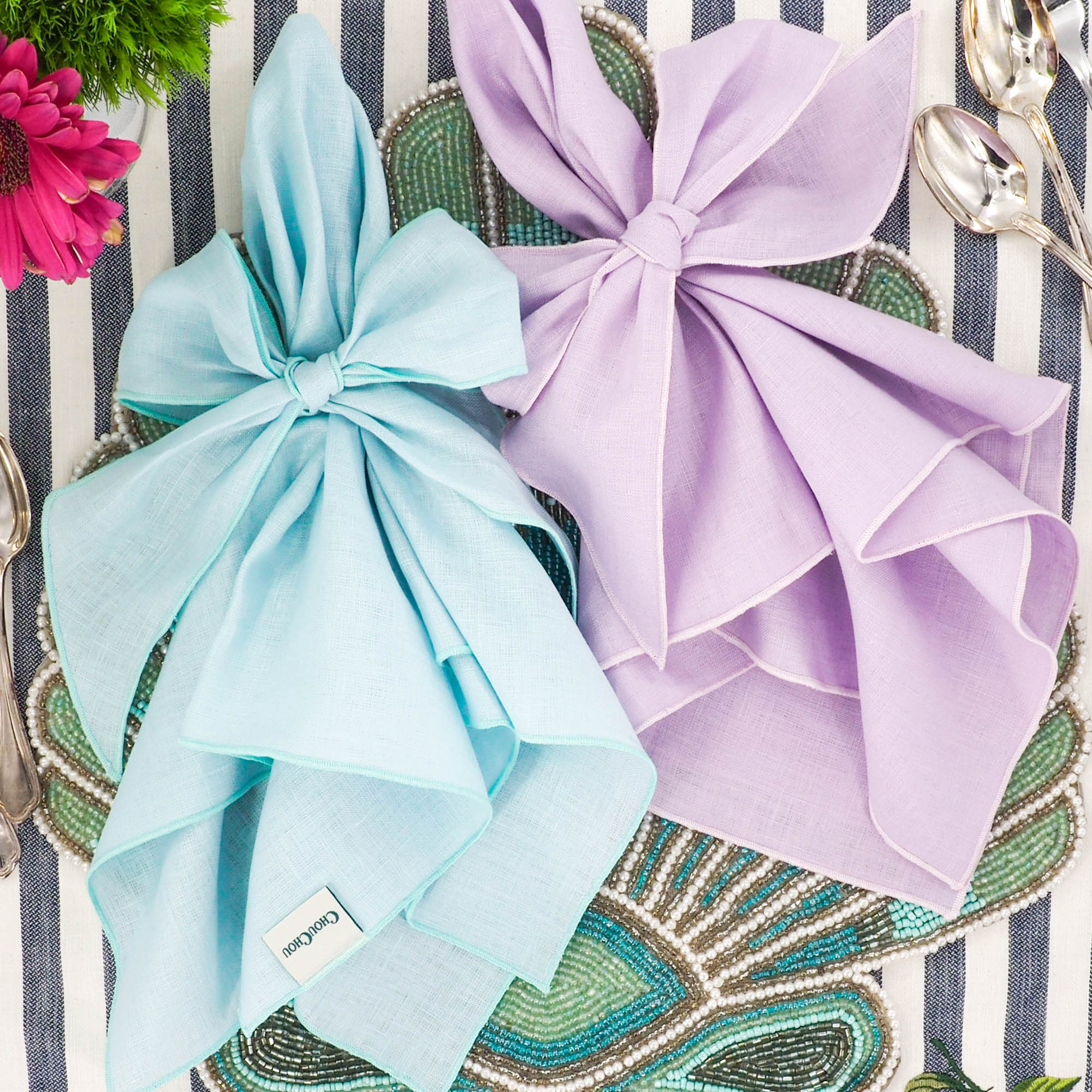 Green Linen Dinner Napkins, Set of 4