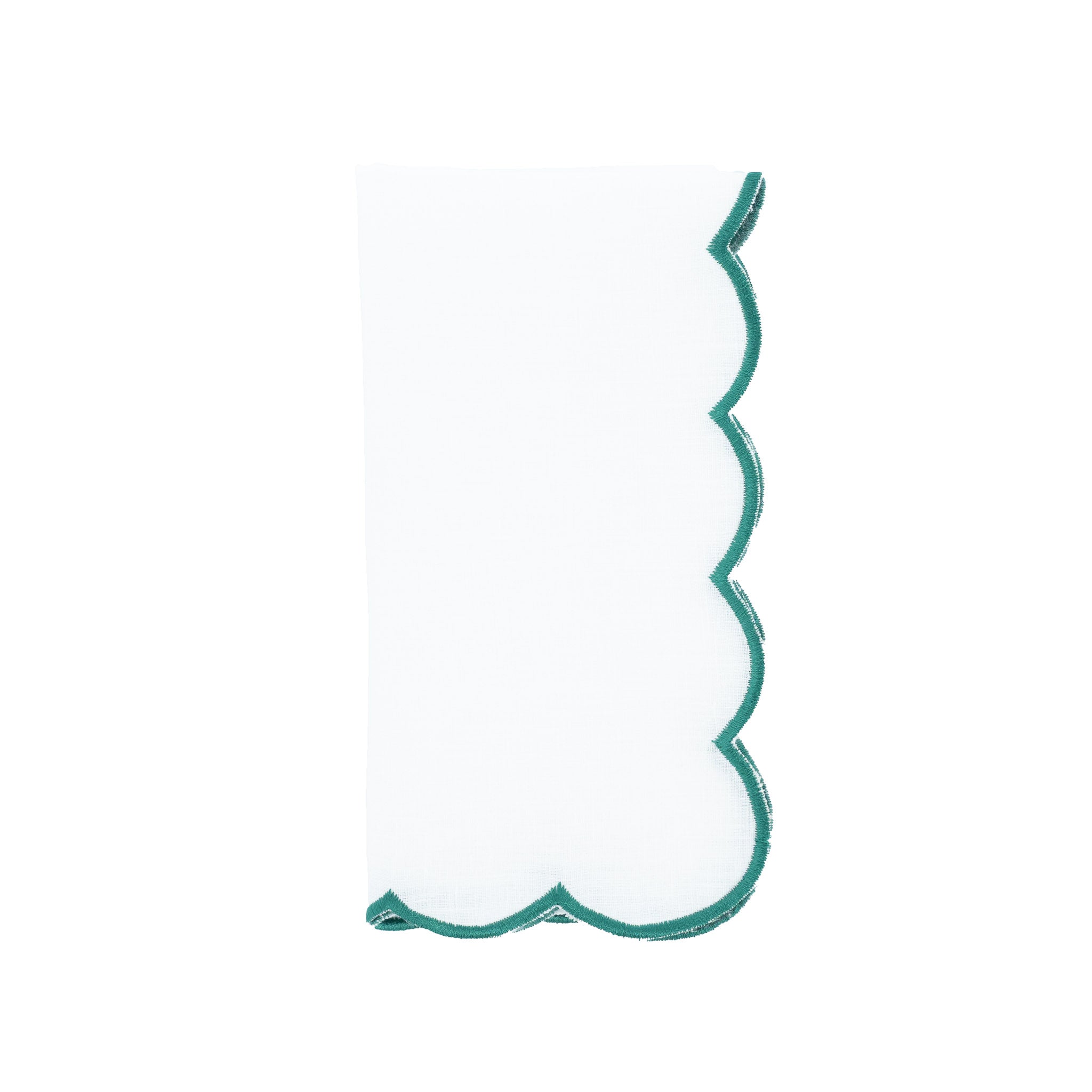 Green Scalloped Linen Napkins, Set of 4