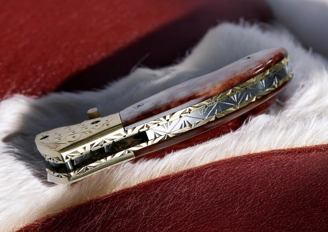 Custom Handmade Damascus Steel Pocket Knife – 3