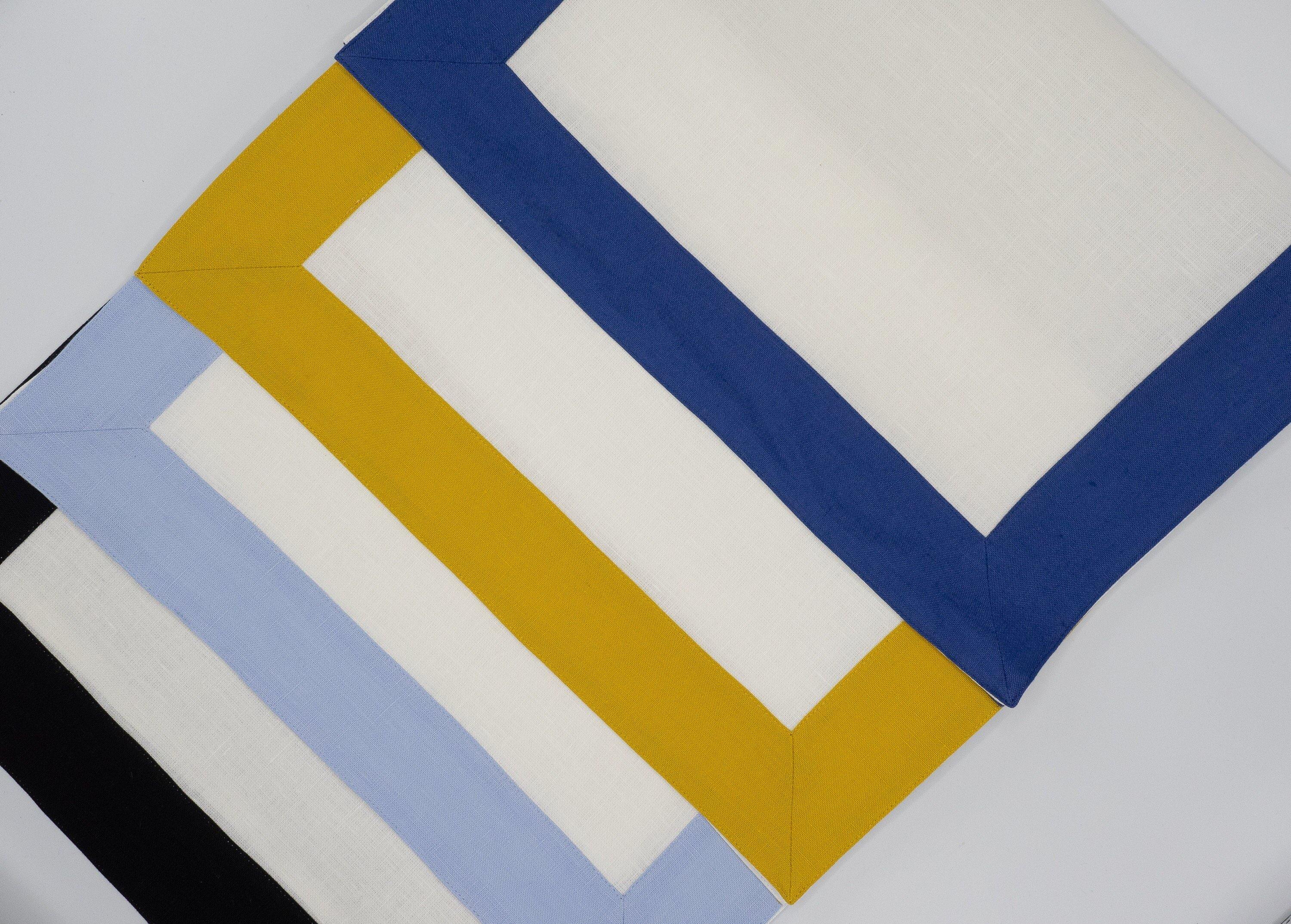 Linen Placemats With Mustard Borders, Set of 4