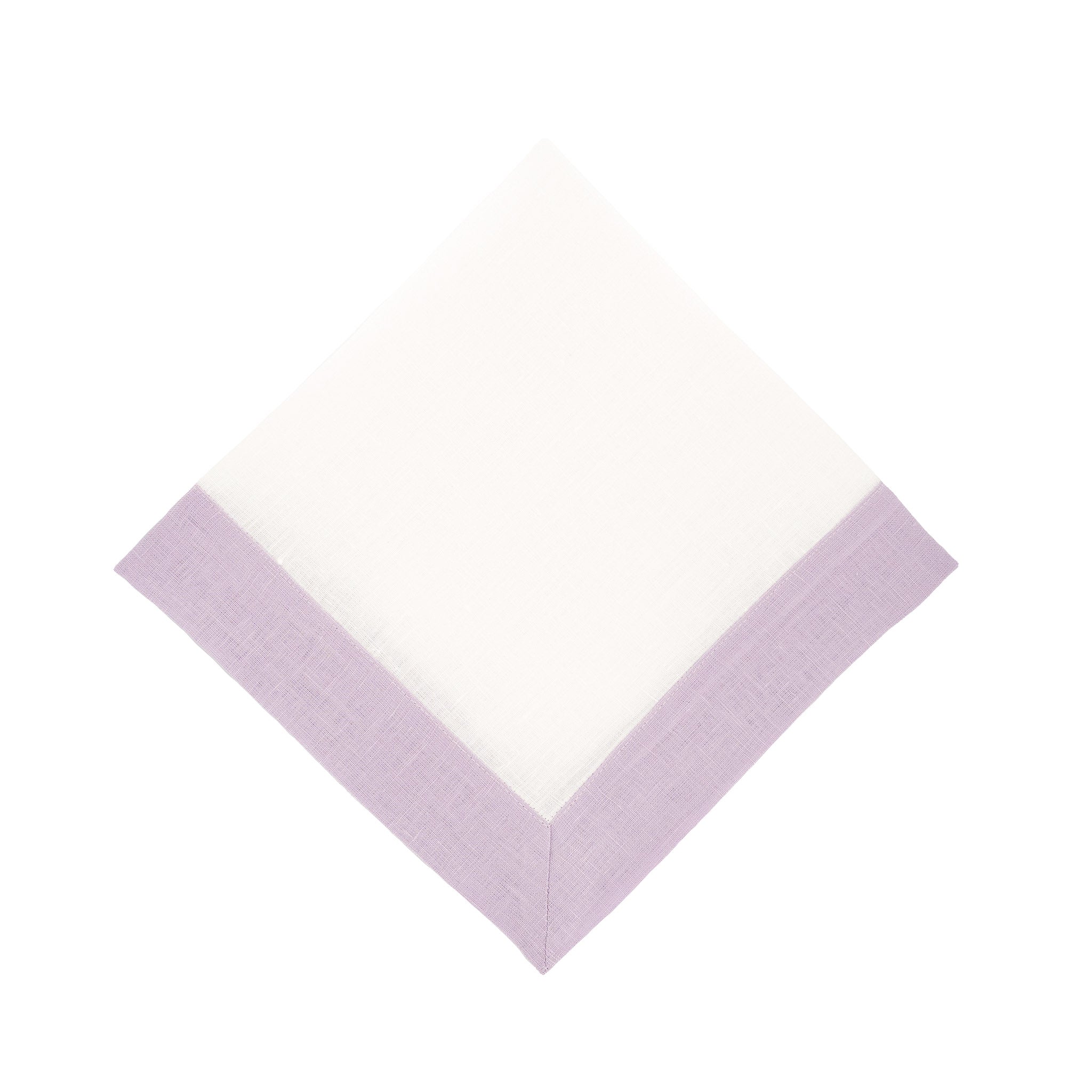 Lilac Linen Napkins with Double Sided Borders, Set of 4