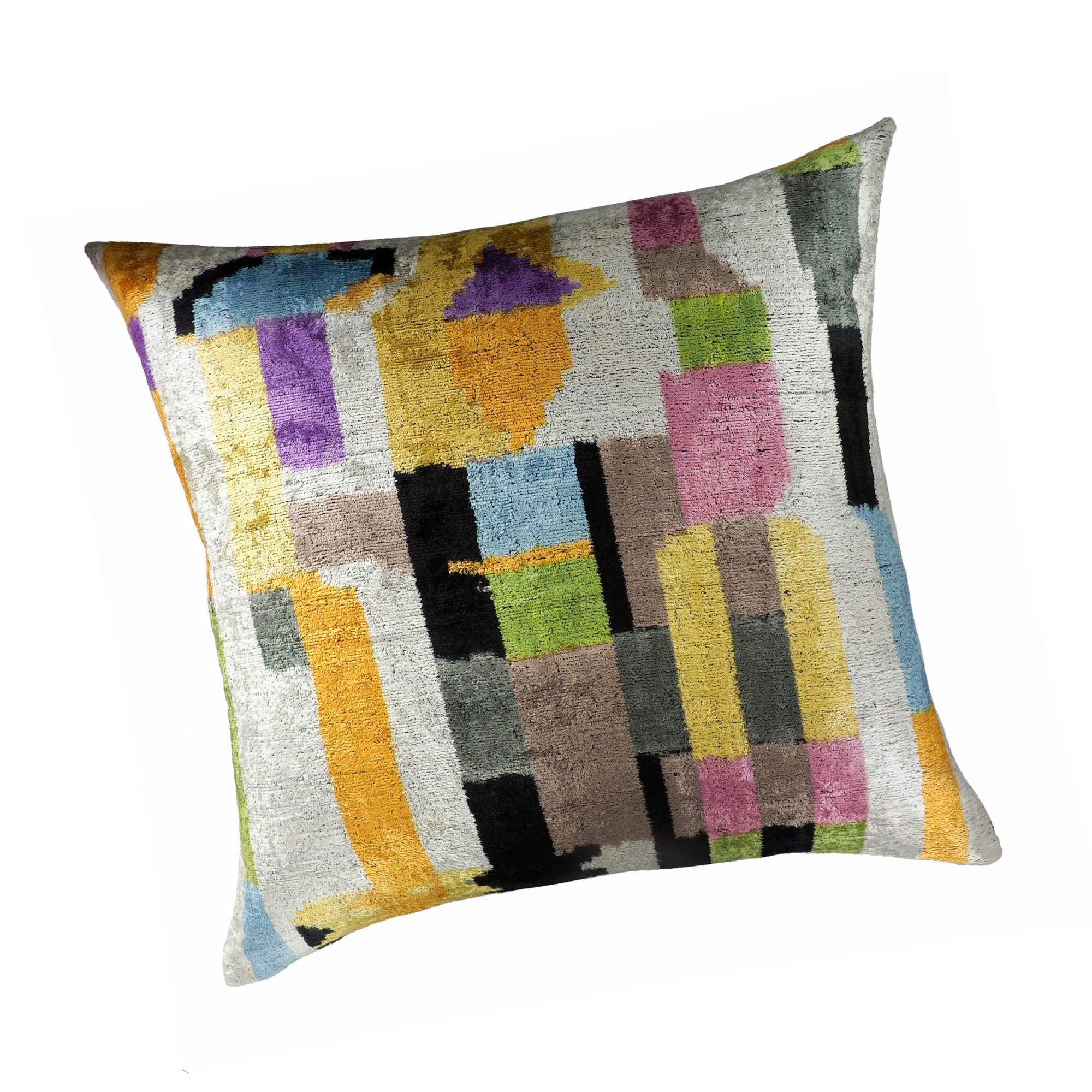 Marco Silk Velvet Ikat Throw Pillow Cover, 24 x 24
