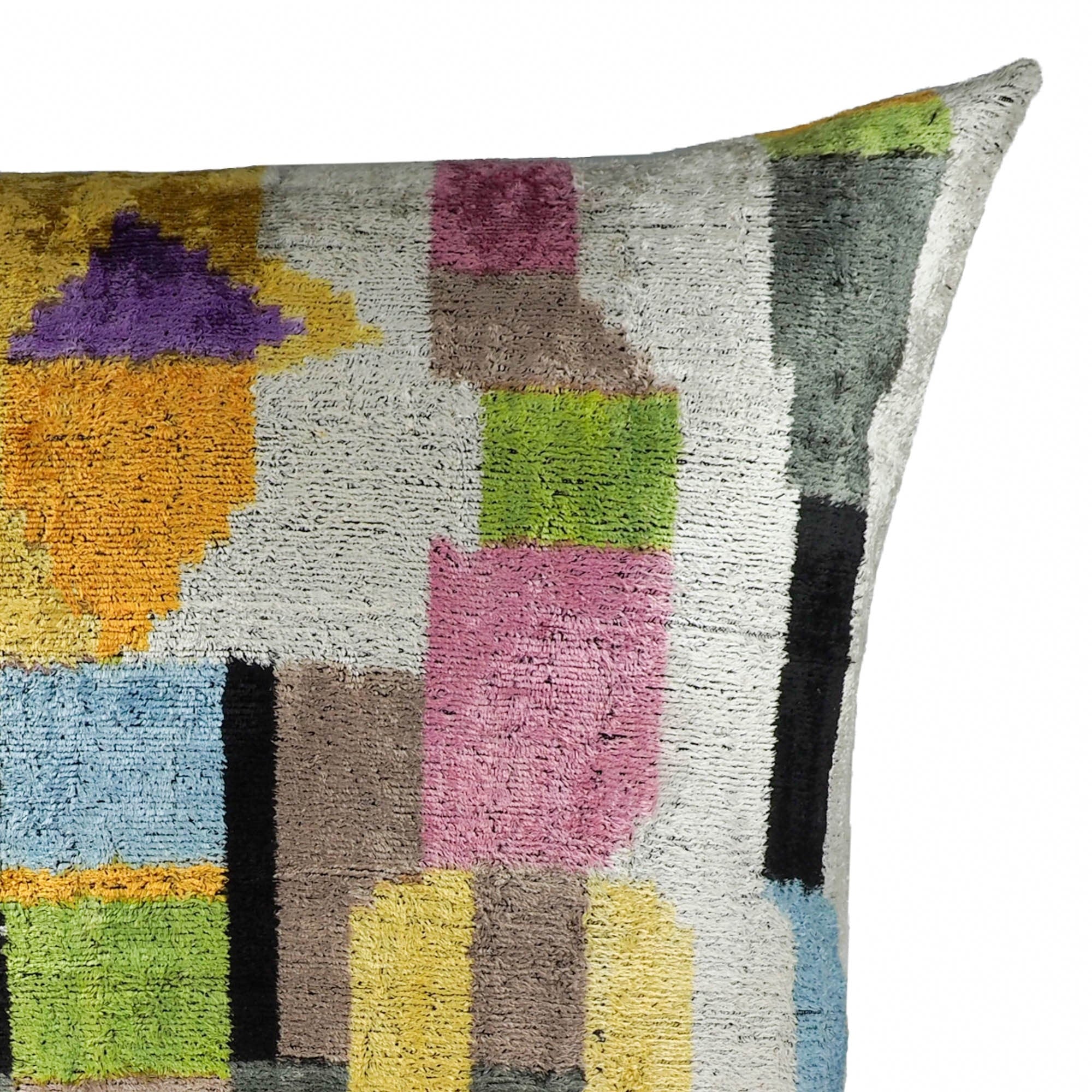 Marco Silk Velvet Ikat Throw Pillow Cover, 24 x 24