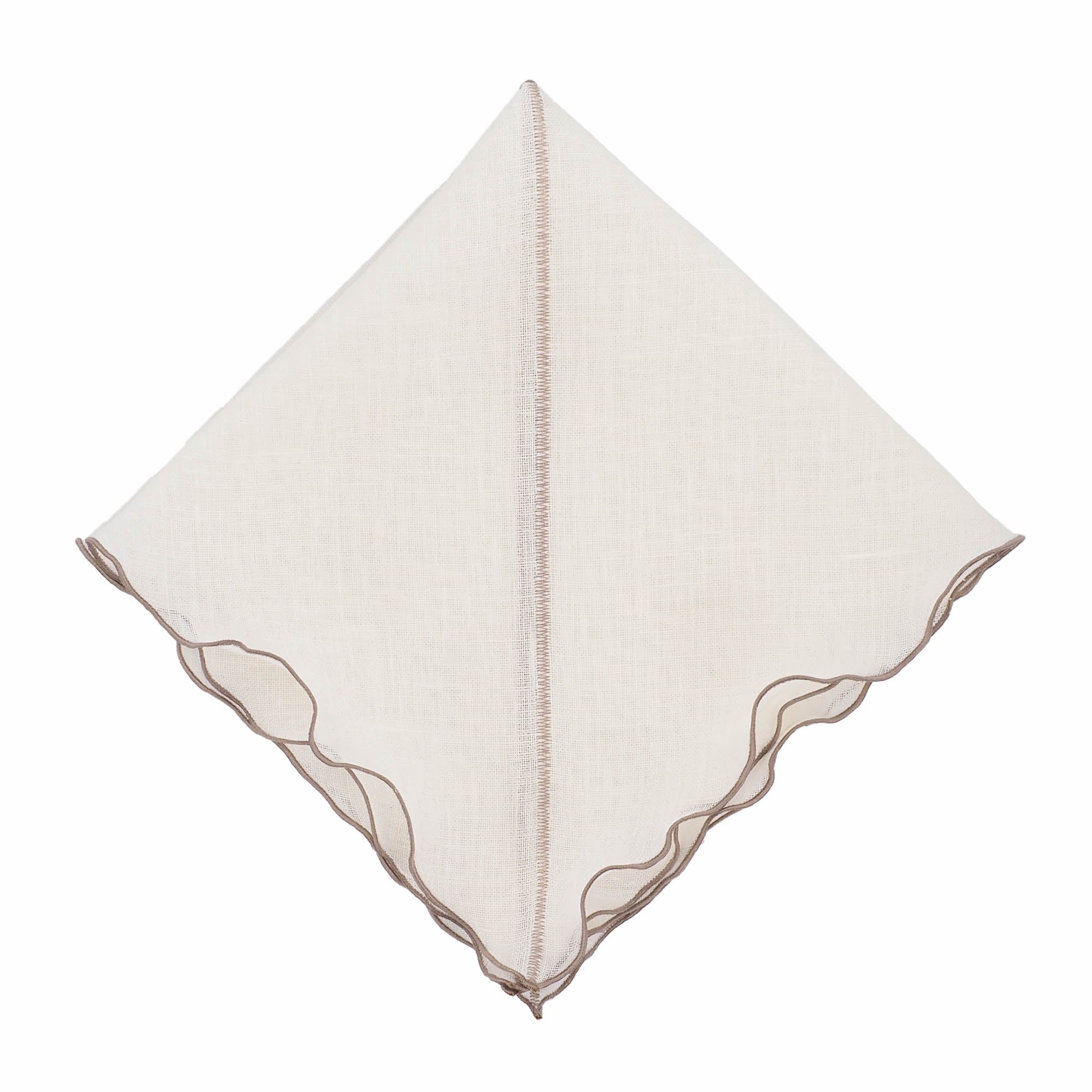 Milano Linen Napkins With Khaki Ruffled Edges Set of 4