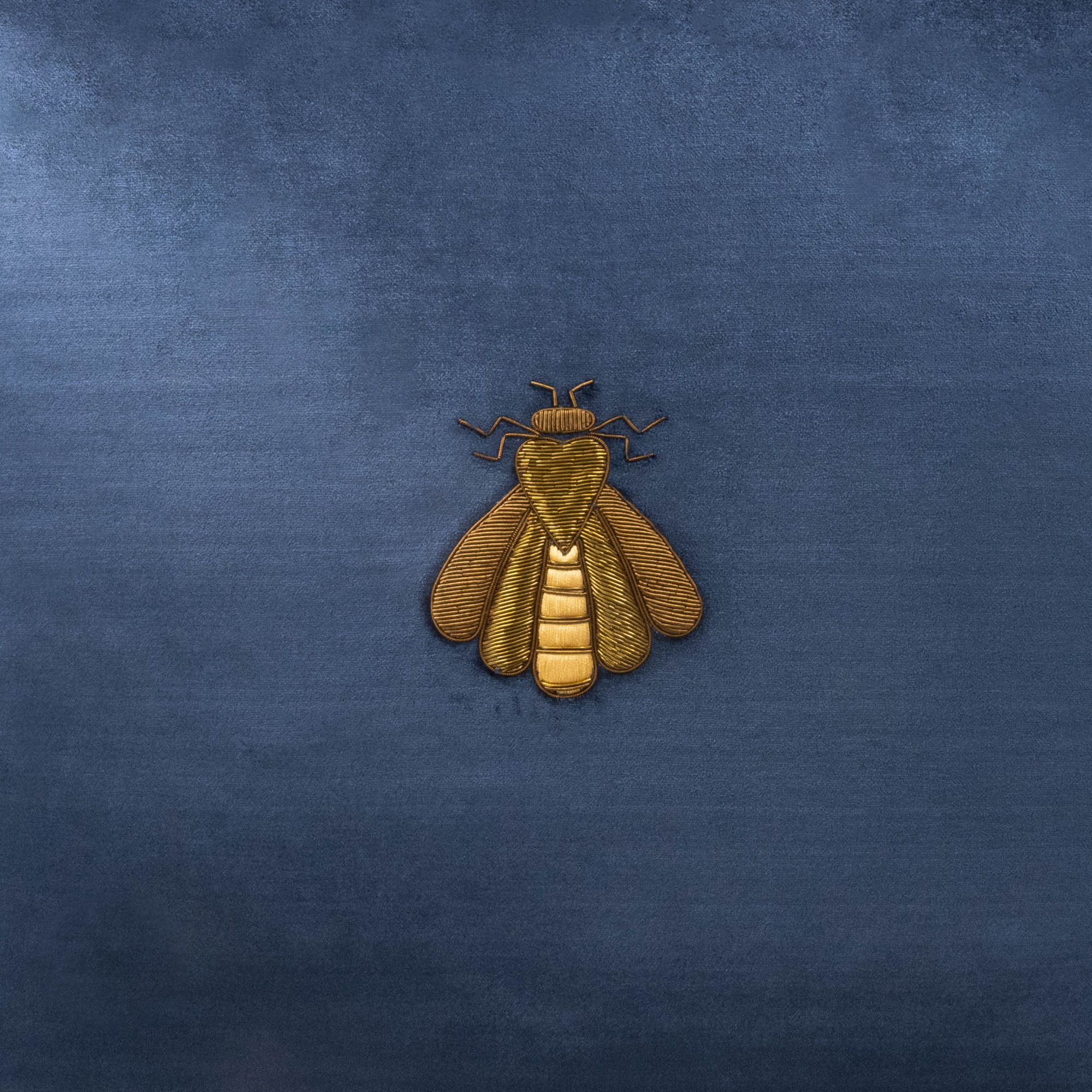 Navy Bee Silk Velvet Throw Pillow Cover, 20 x 20
