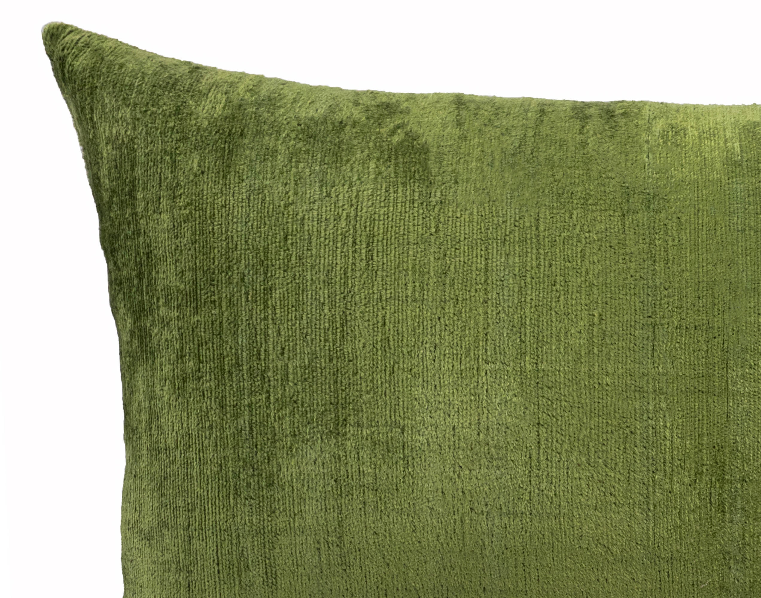 Olive Green Silk Velvet Ikat Pillow Cover, 16 x 24