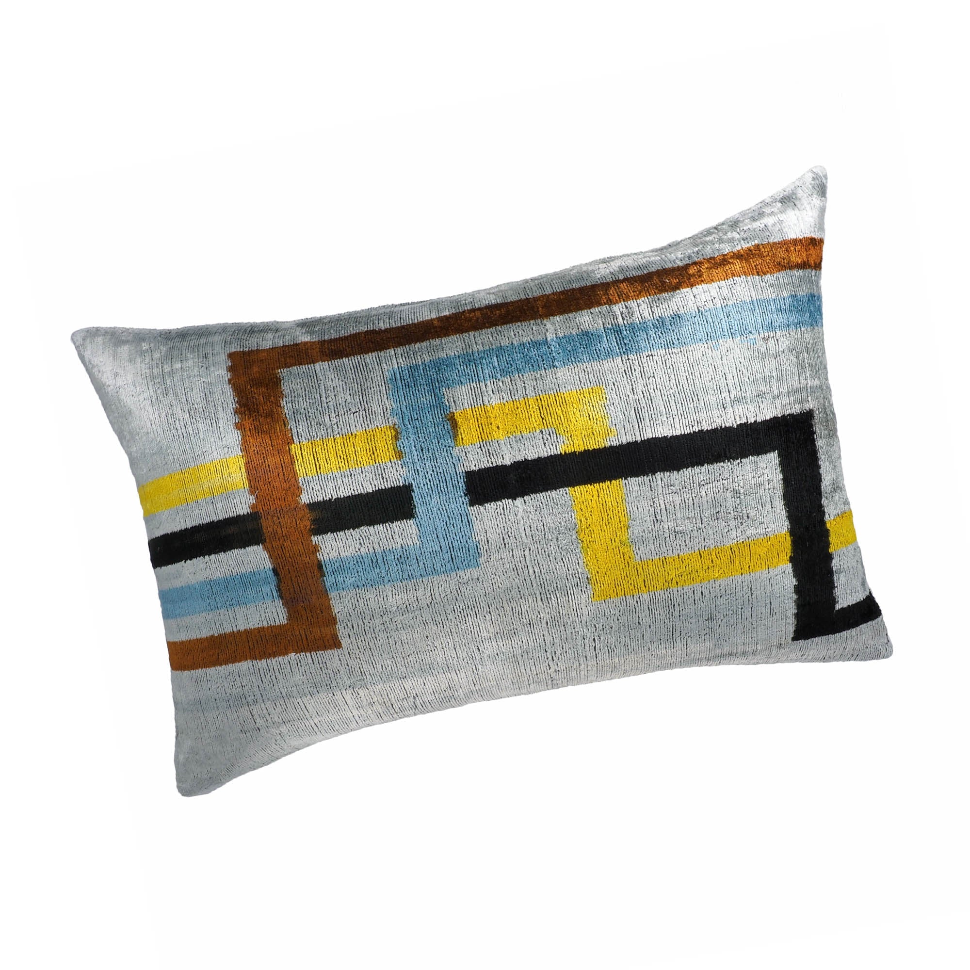 Olympia Silk Velvet Ikat Throw Pillow Cover, 16 x 24