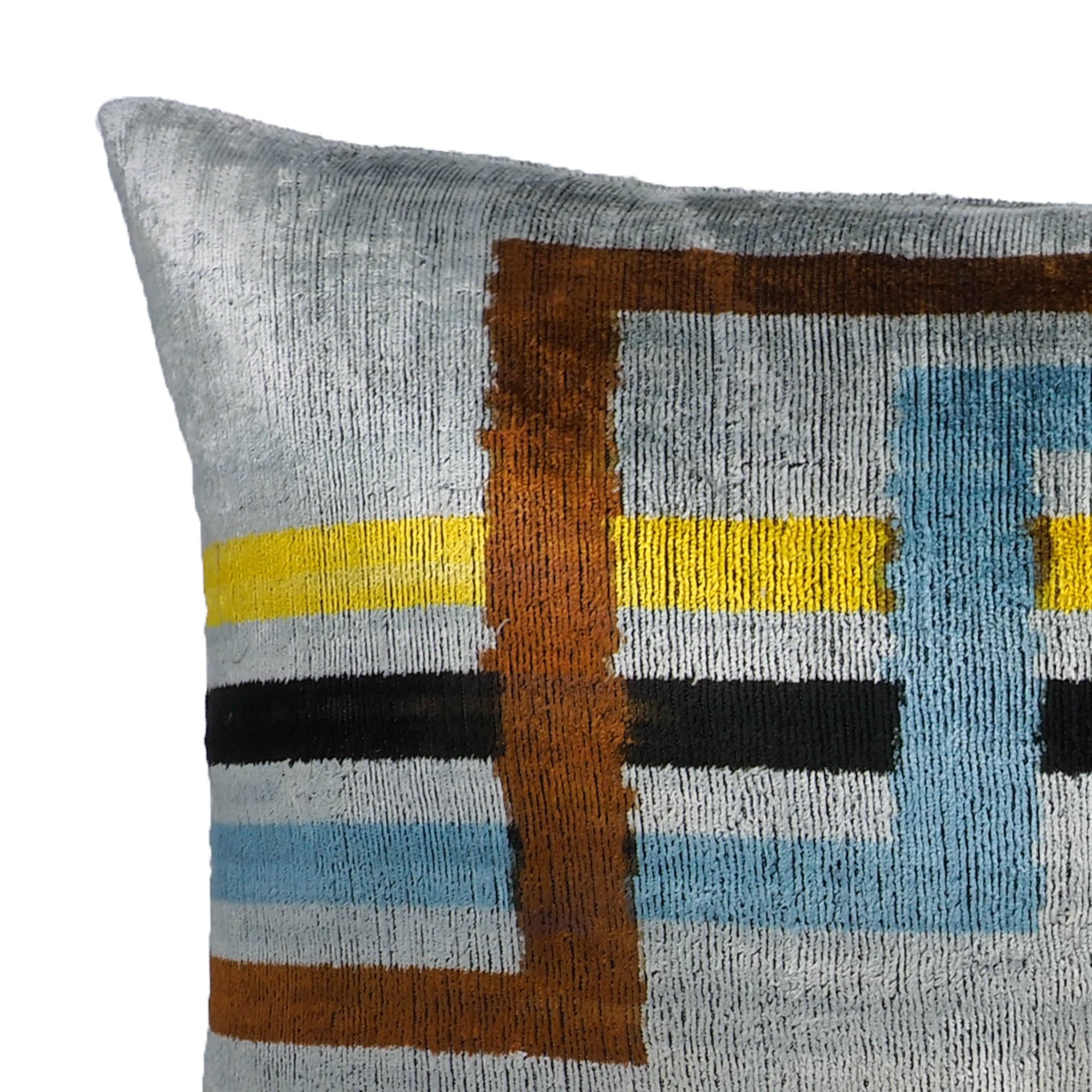 Olympia Silk Velvet Ikat Throw Pillow Cover, 16 x 24