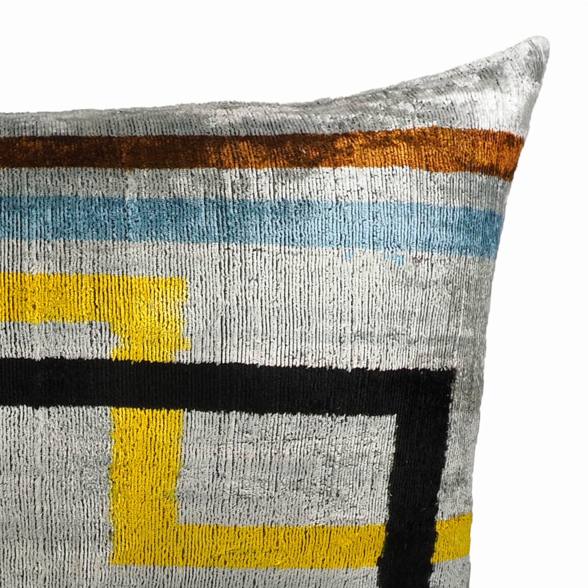 Olympia Silk Velvet Ikat Throw Pillow Cover, 16 x 24