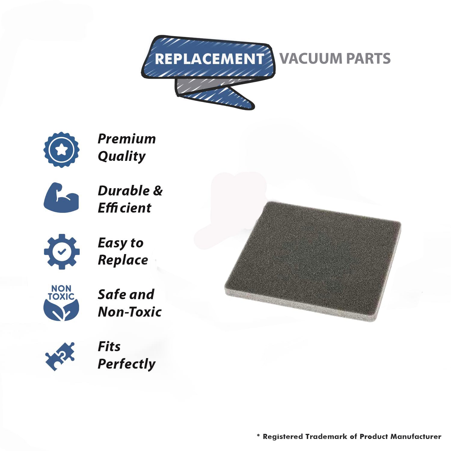 Topvacuumparts Replacement Part For Dirt Devil SD40000, SD40010 Canister Vacuum Cleaner Foam Filter (2 Filters) # compare to part 1KQ0106000