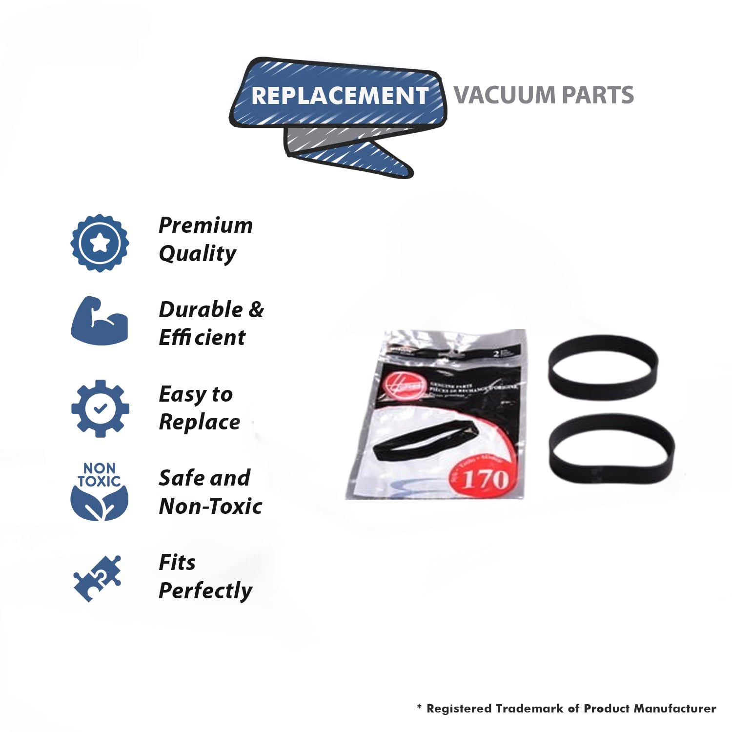 Topvacuumparts Replacement Part For Hoover Power Drive Windtunnel Vacuum Cleaner Flat Belt (2Pk 4 Belts) # compare to part 40201170