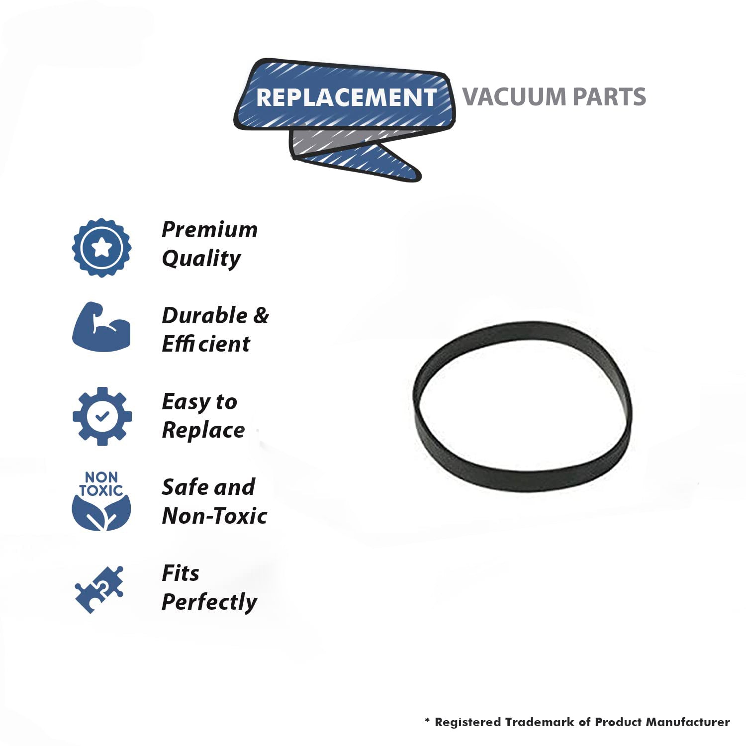 Topvacuumparts 2 Replacement Part For Hoover Commercial Belt Flat Non-Stretch Intellibelt for HushTone # compare to part 440007804