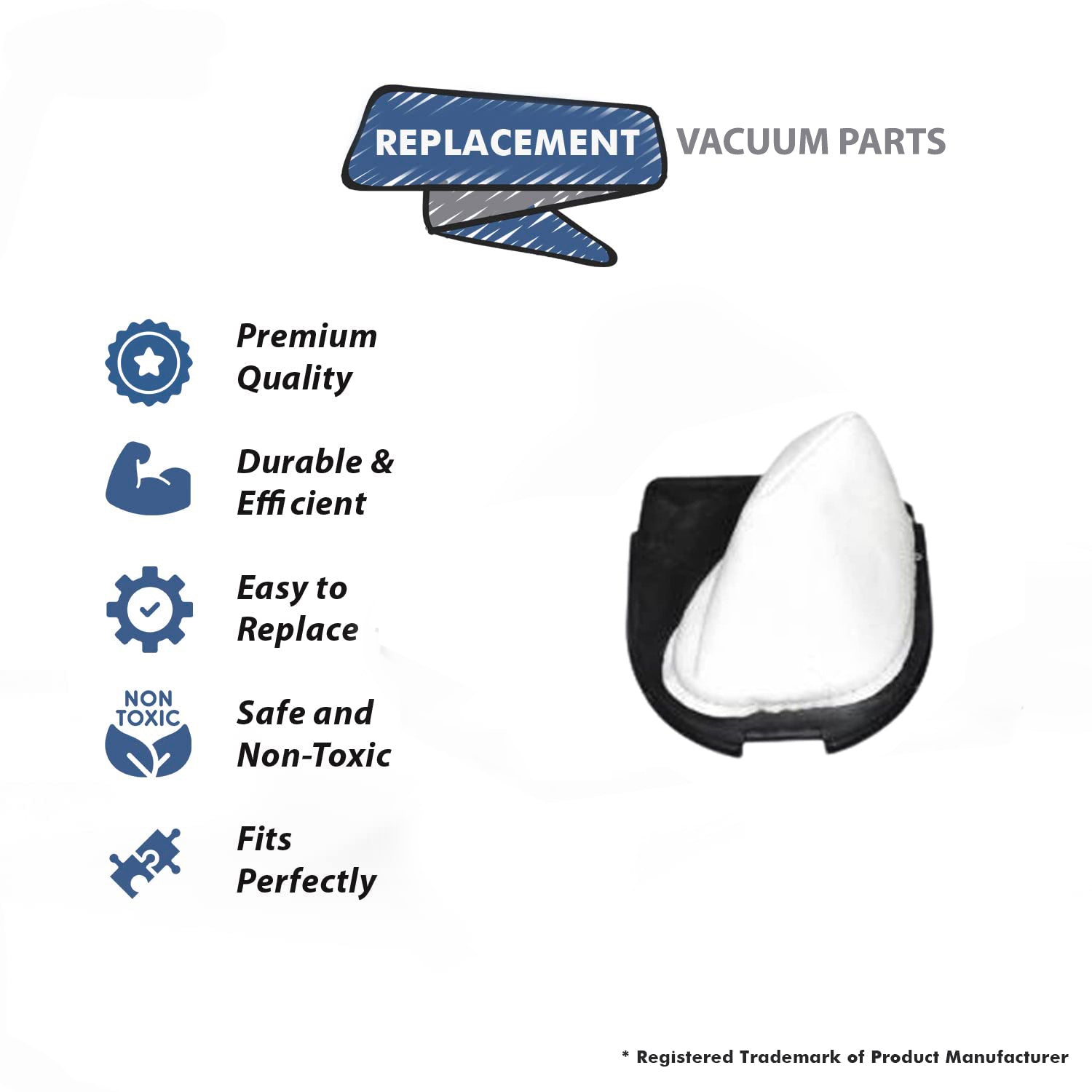 Topvacuumparts Replacement Part For Eureka,Sanitaire Broom 61, 71, 176A DCF-11 Filter Assembly 2PK