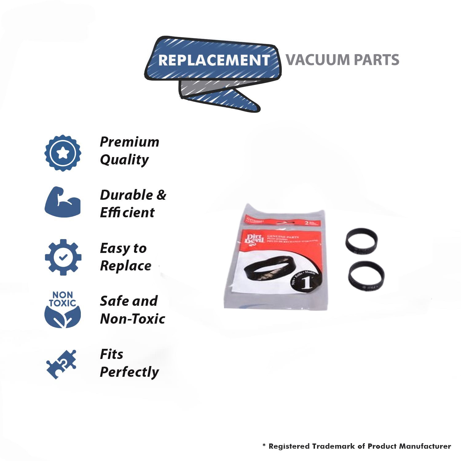 Topvacuumparts Replacement Part For Dirt Devil Hand Vac Belt Style 1 Fit M08500, M08230K, M08230HD, M08230X, M103, M08230RED (4Belts) # 3157260001