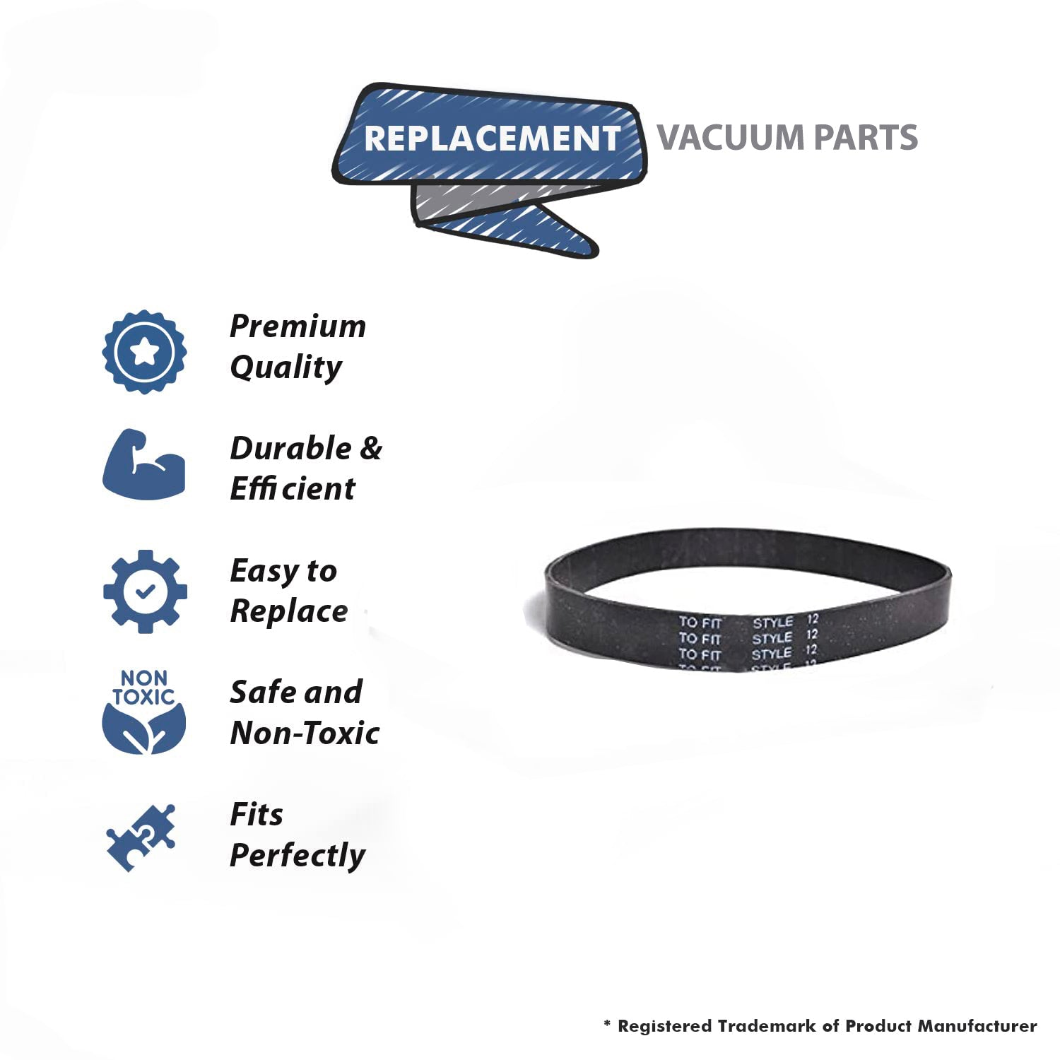 Topvacuumparts Replacement Part For Dirt Devil Style 12 Upright Vacuum Cleaner 3 Generic Belts # compare to part 17369