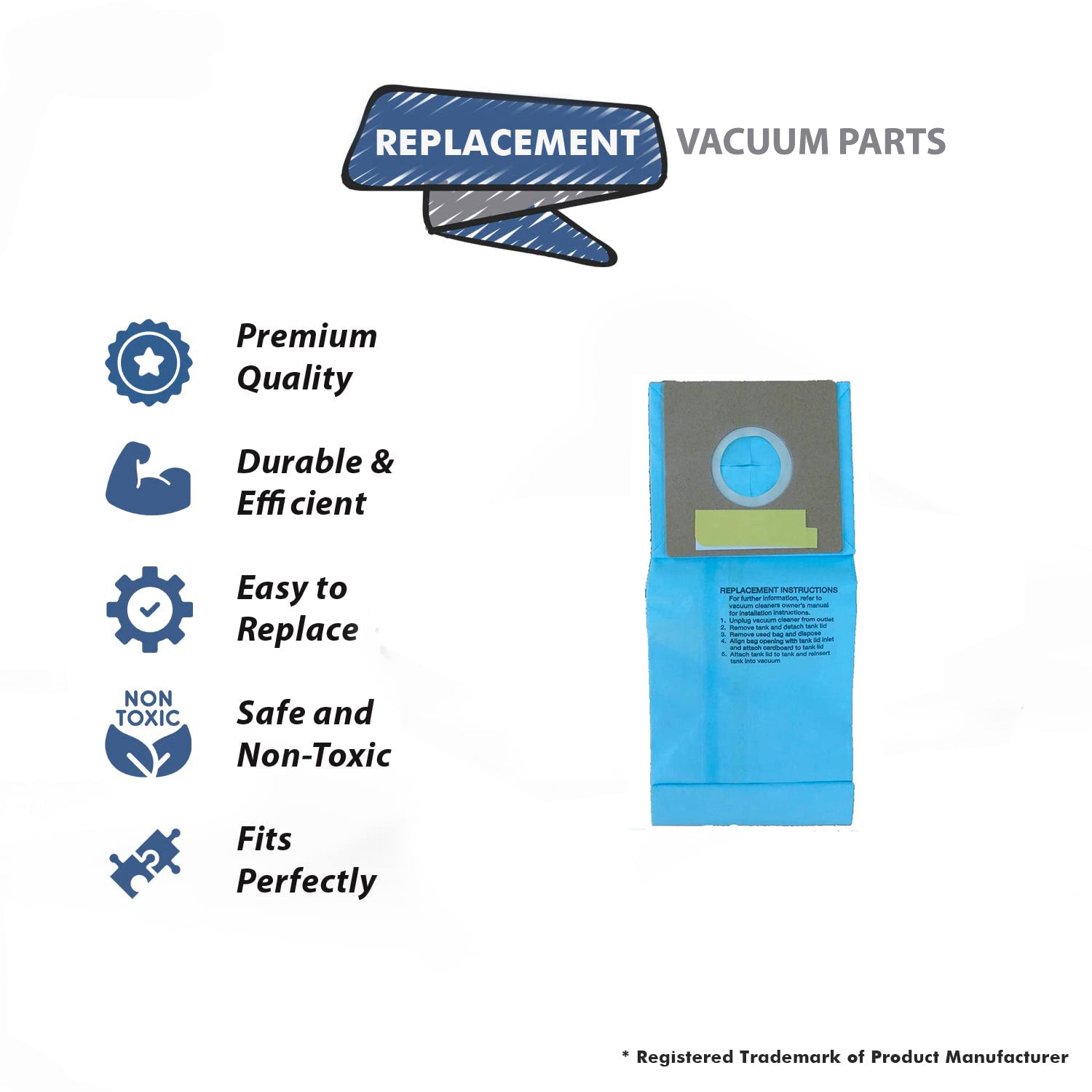 Topvacuumparts Allergy Vacuum Bags 3267 Replacement Part For Bissell Bagged Models Powerglide Pet Rewind Velocity [2 Pack = 6 Bags] # Part 32671