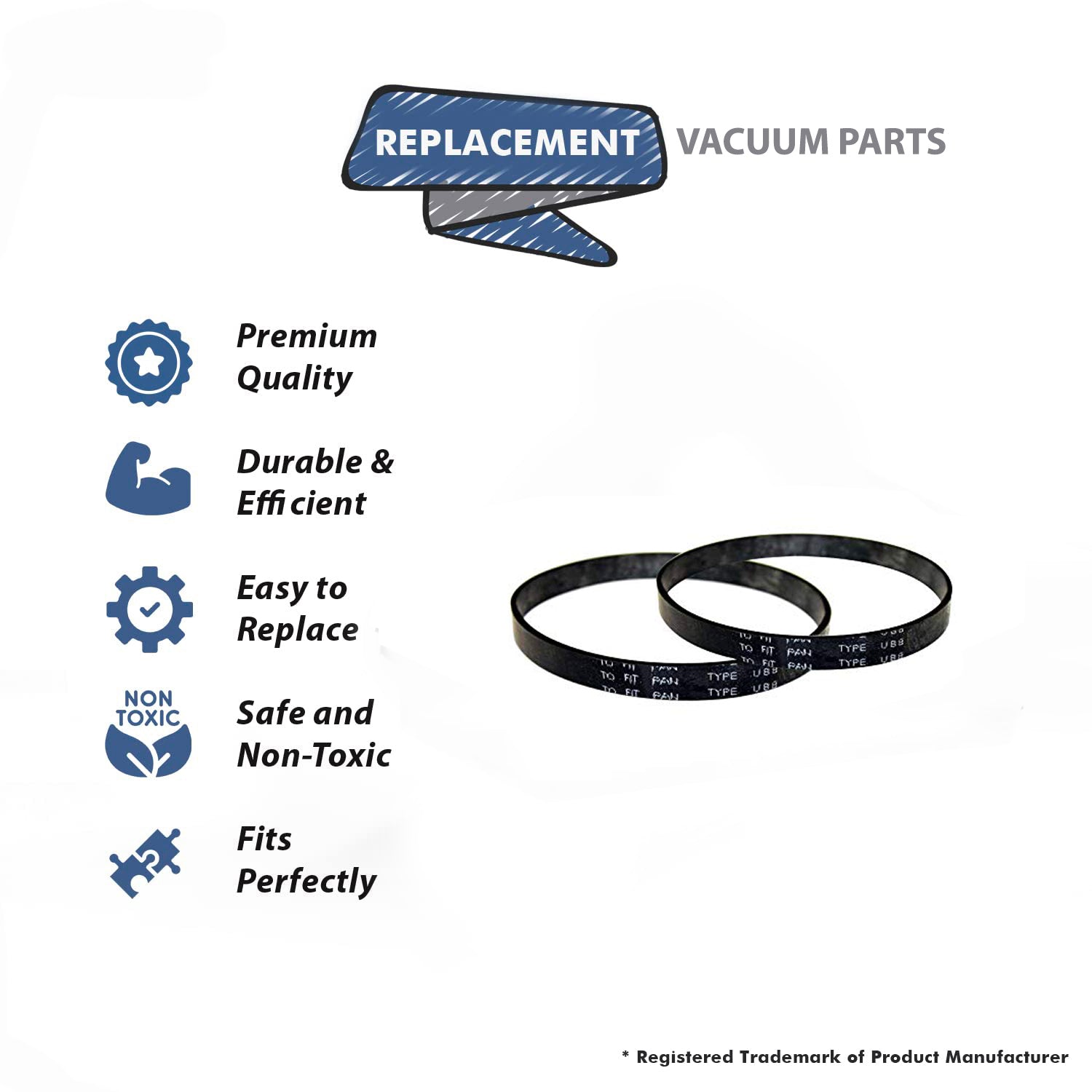 Topvacuumparts (2) Vacuum Cleaner Replacement Part for Panasonic Upright Style UBB, 7300 Series Belt (2Pack) # Part 20-5275, PR-1010, MC-V270B