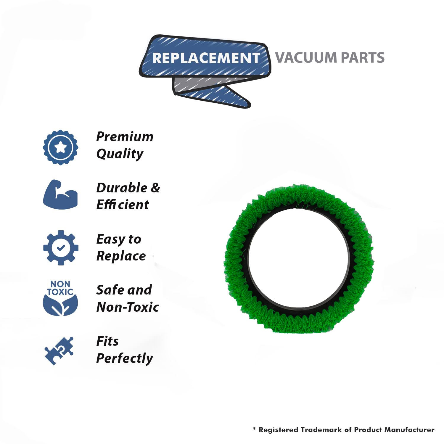 Topvacuumparts Replacement Part For Oreck 12 Inch Green Scrub .016 For Orbiter Brush # Compare to Part 237-057