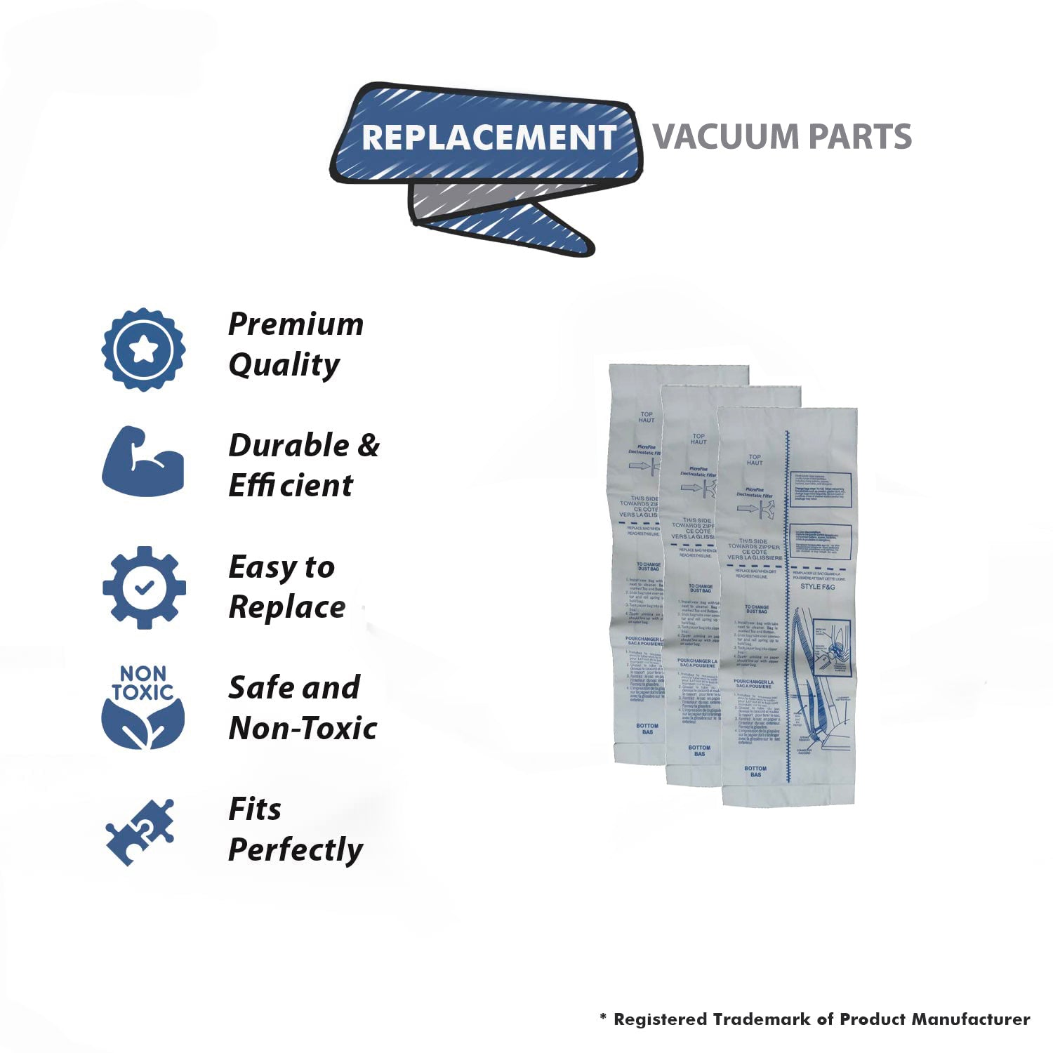 Topvacuumparts Replacement Part For Eureka,Sanitaire Style F and G Upright Vacuum Paper Bags 6PK # compare to part 54924C-10